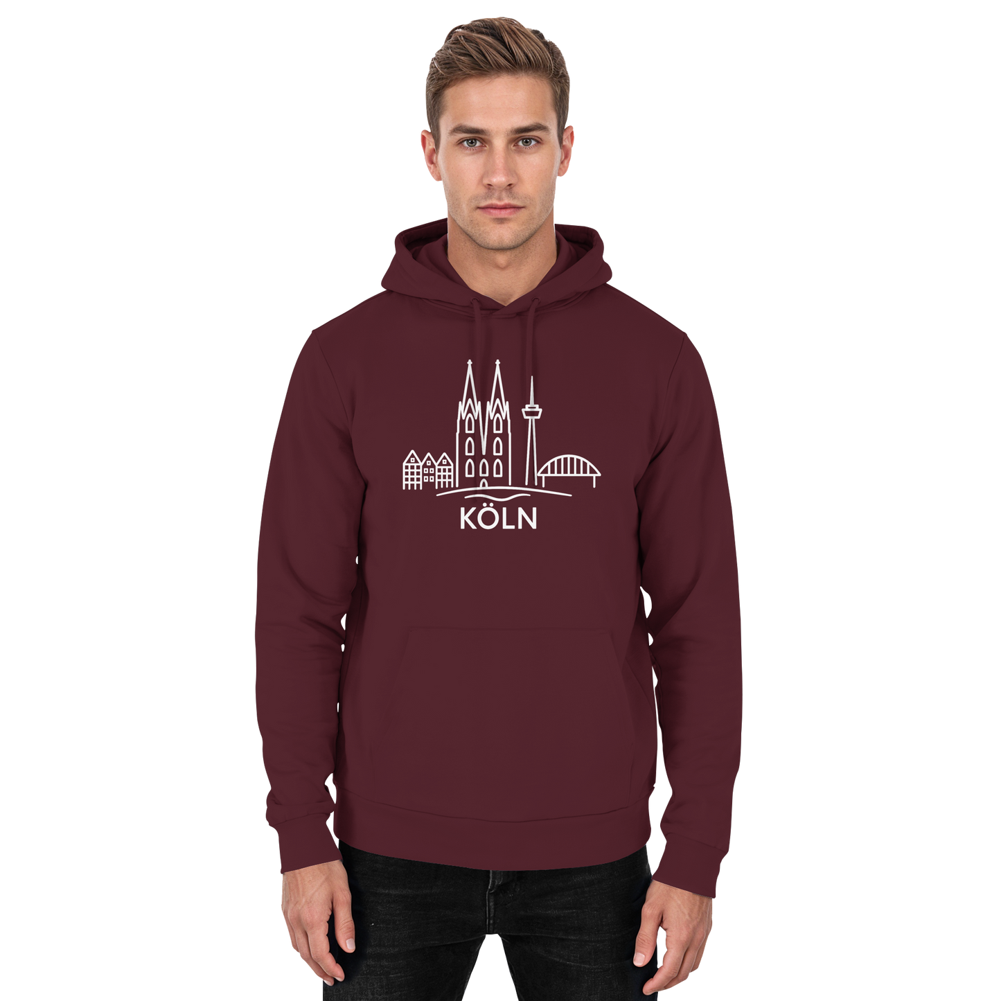 Köln Skyline (großer Druck auf der Brust) - Basic Unisex Hoodie