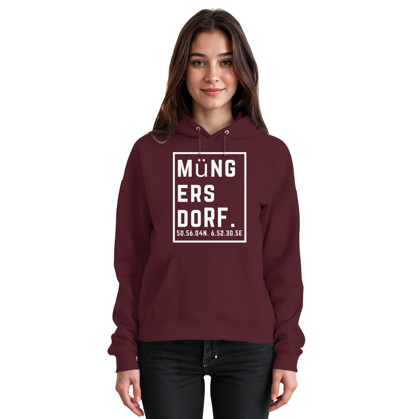 Müngersdorf Koordinaten (großer Druck auf der Brust) - Basic Unisex Hoodie