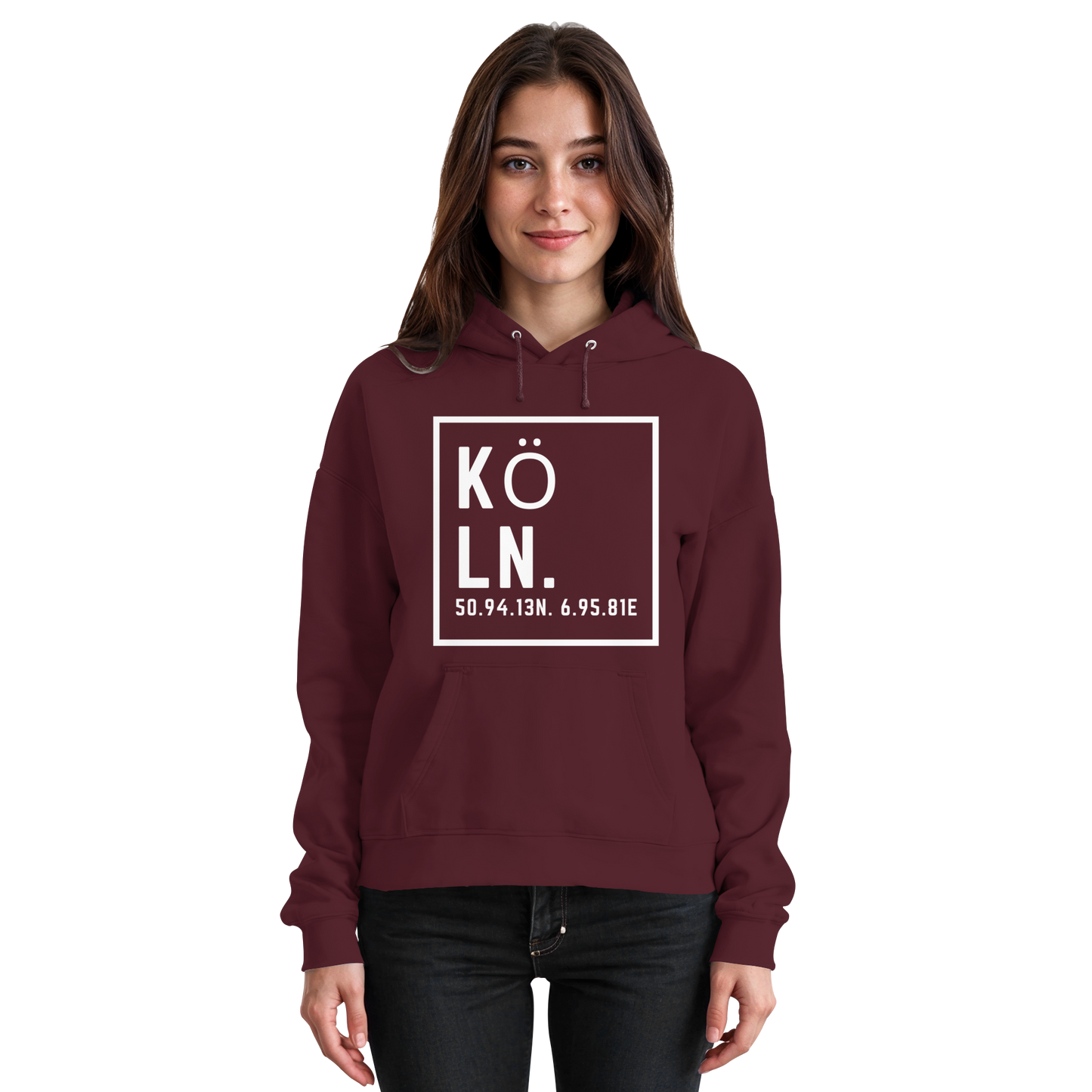 Köln Koordinaten (großer Druck auf der Brust) - Basic Unisex Hoodie