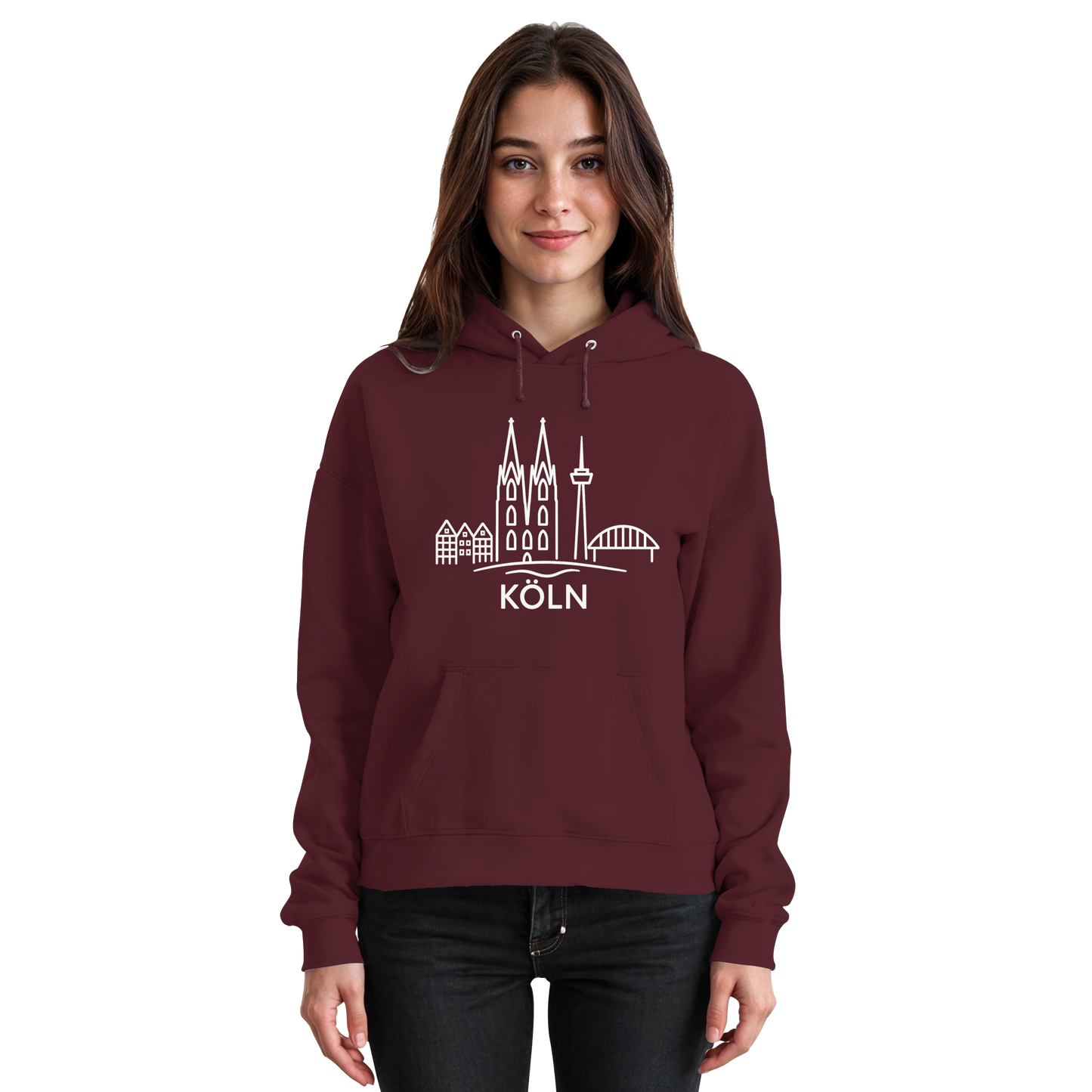 Köln Skyline (großer Druck auf der Brust) - Basic Unisex Hoodie