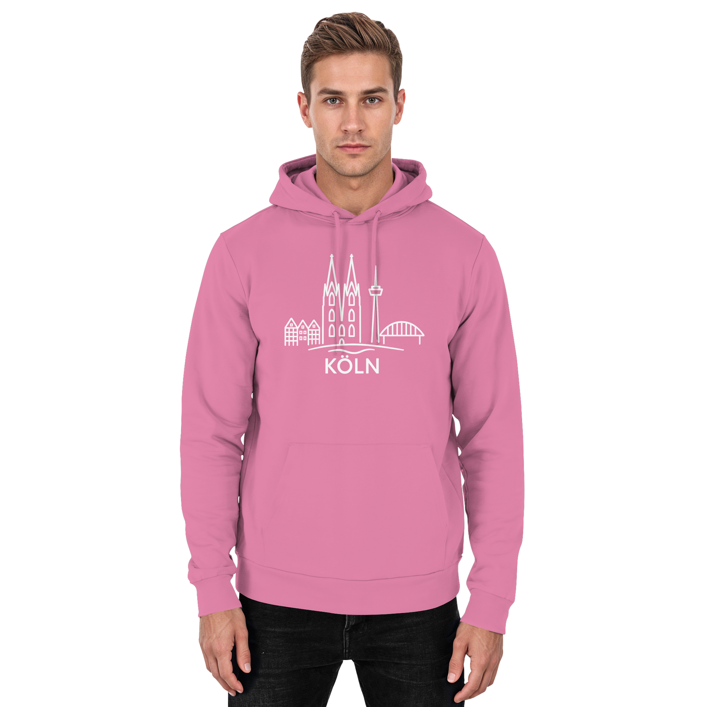Köln Skyline (großer Druck auf der Brust) - Basic Unisex Hoodie