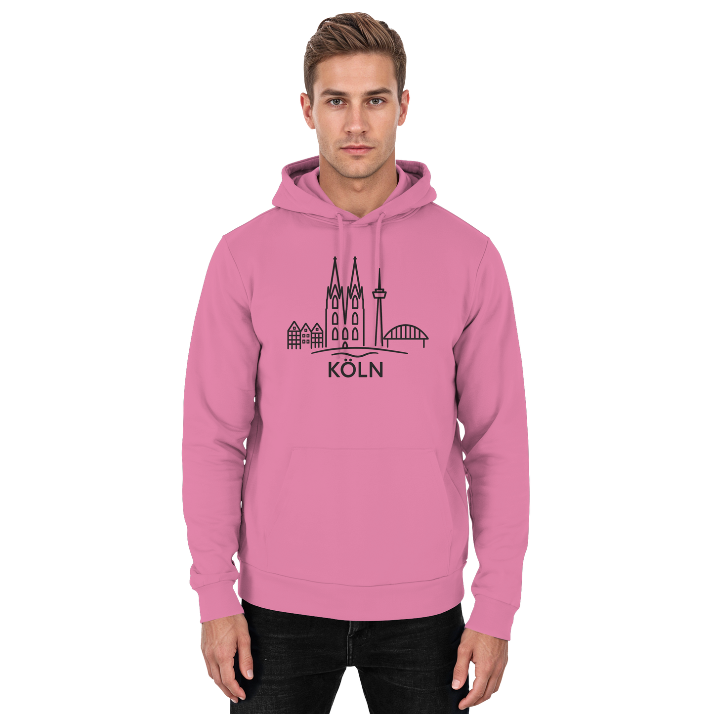 Köln Skyline (großer Druck auf der Brust) - Basic Unisex Hoodie
