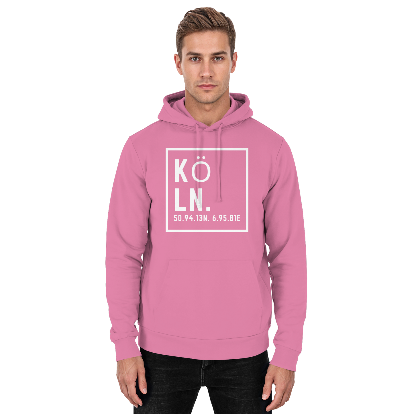 Köln Koordinaten (großer Druck auf der Brust) - Basic Unisex Hoodie