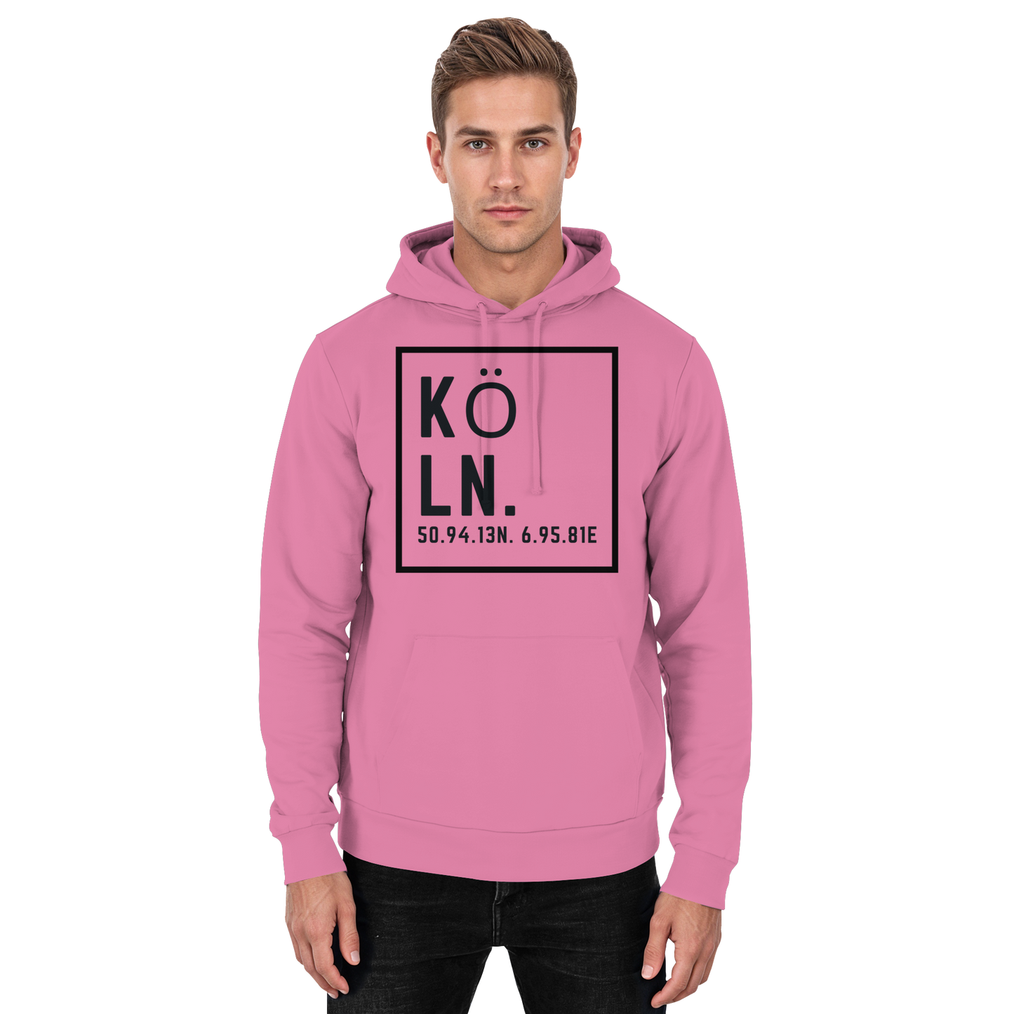 Köln Koordinaten (großer Druck auf der Brust) - Basic Unisex Hoodie