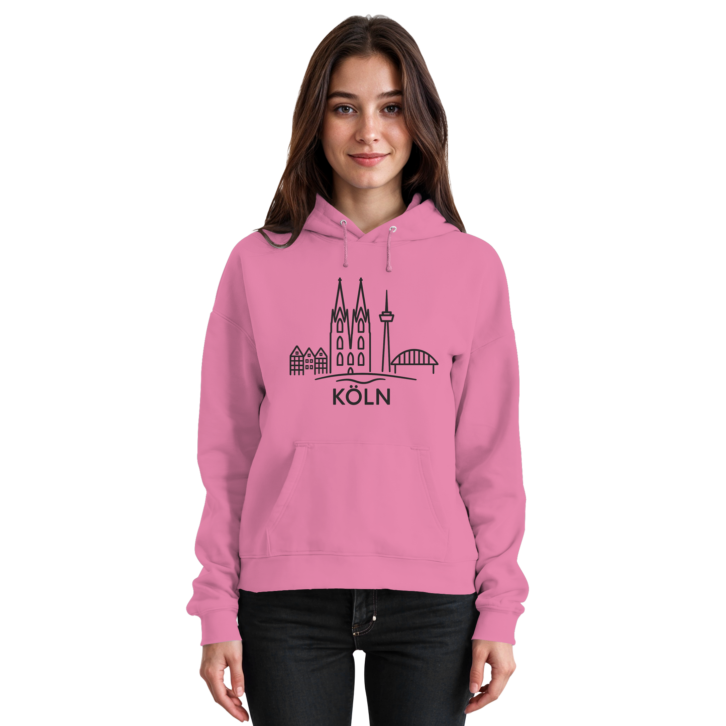 Köln Skyline (großer Druck auf der Brust) - Basic Unisex Hoodie