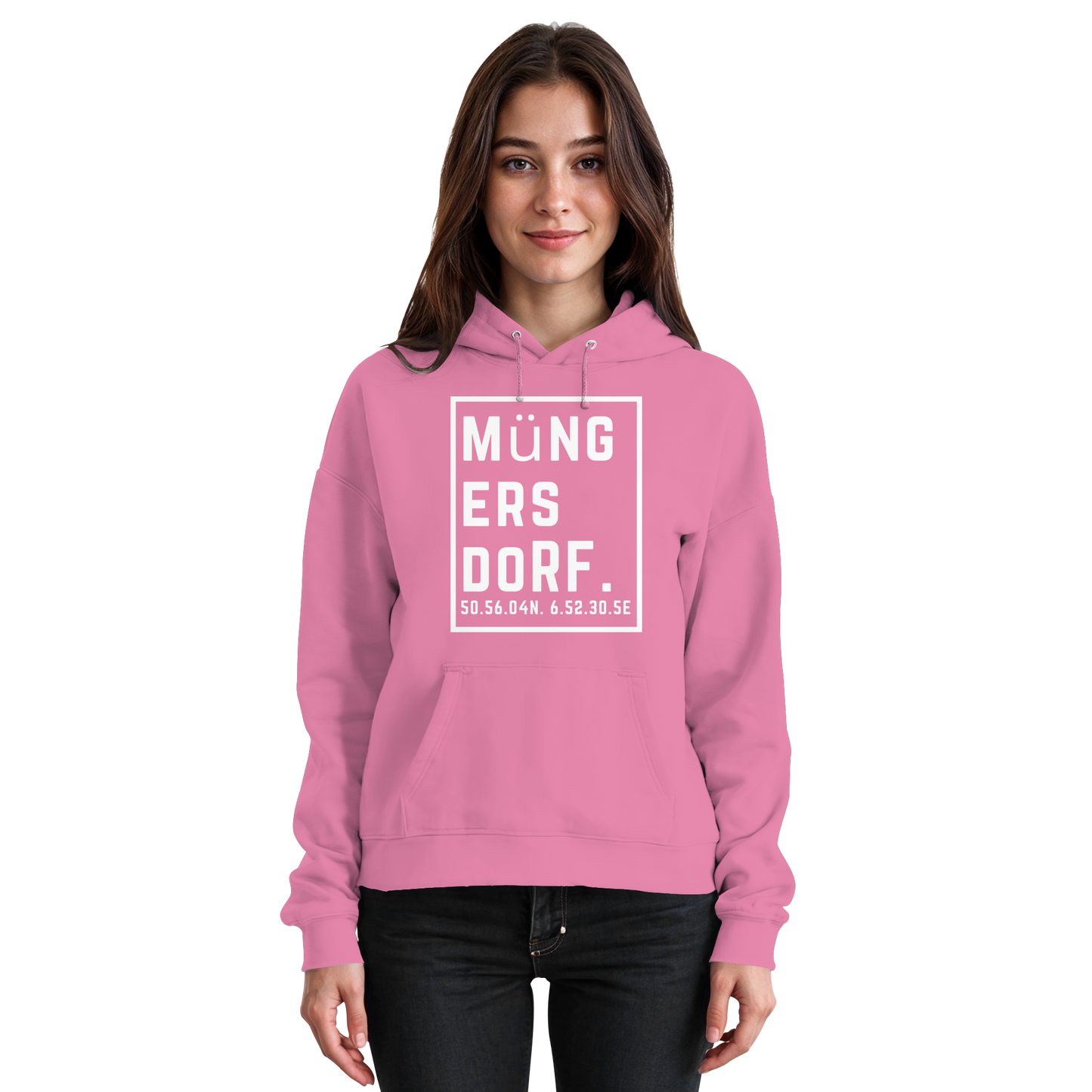 Müngersdorf Koordinaten (großer Druck auf der Brust) - Basic Unisex Hoodie