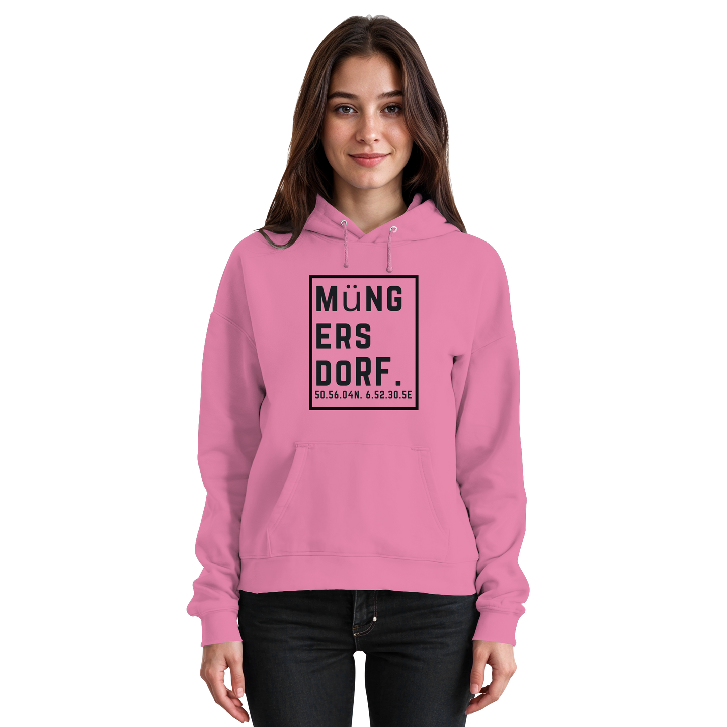 Müngersdorf Koordinaten (großer Druck auf der Brust) - Basic Unisex Hoodie