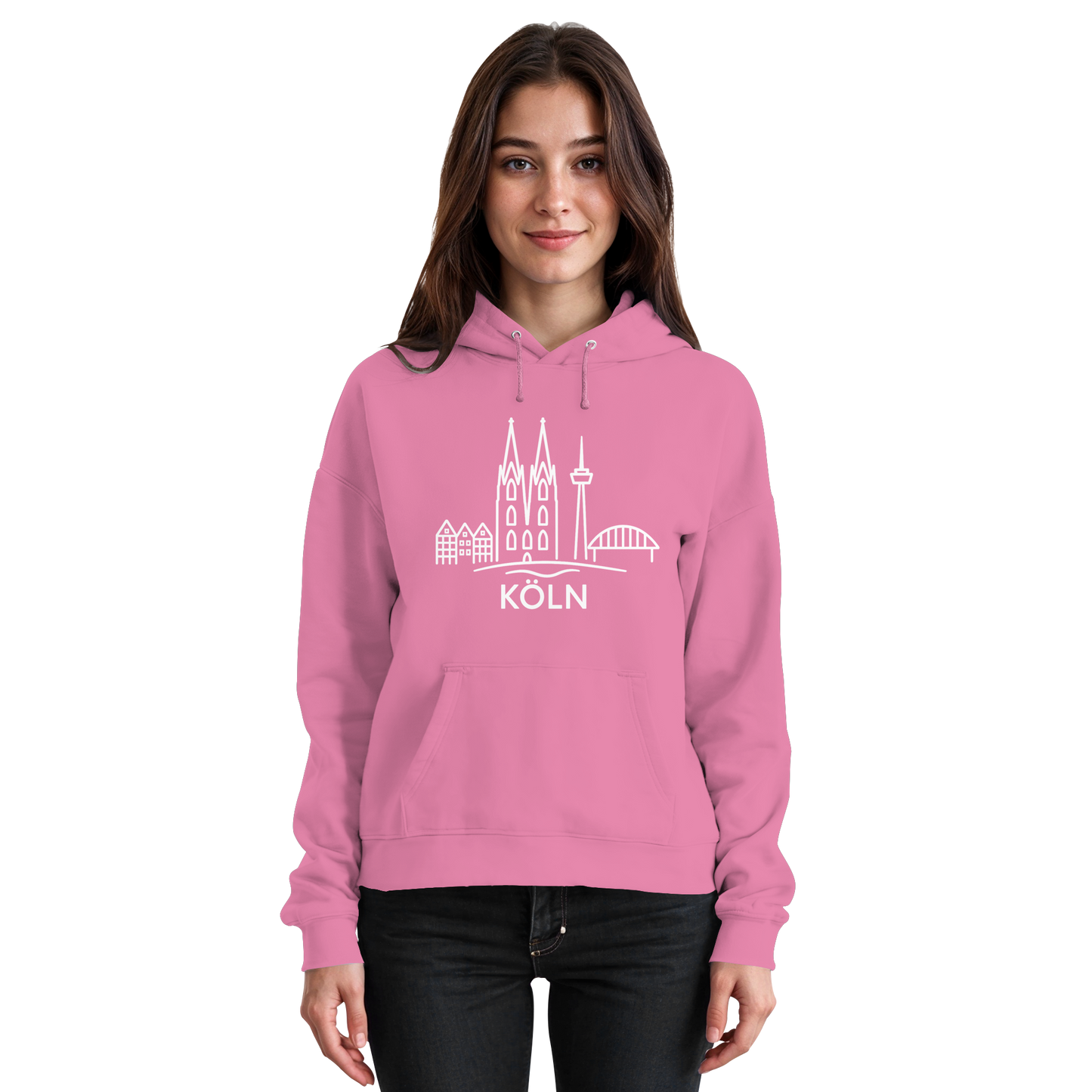 Köln Skyline (großer Druck auf der Brust) - Basic Unisex Hoodie