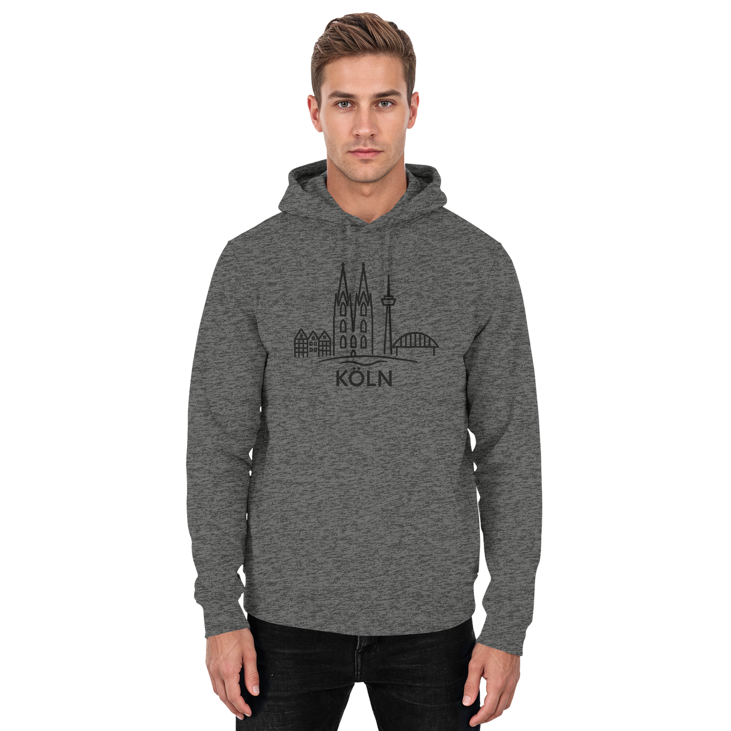 Köln Skyline (großer Druck auf der Brust) - Basic Unisex Hoodie