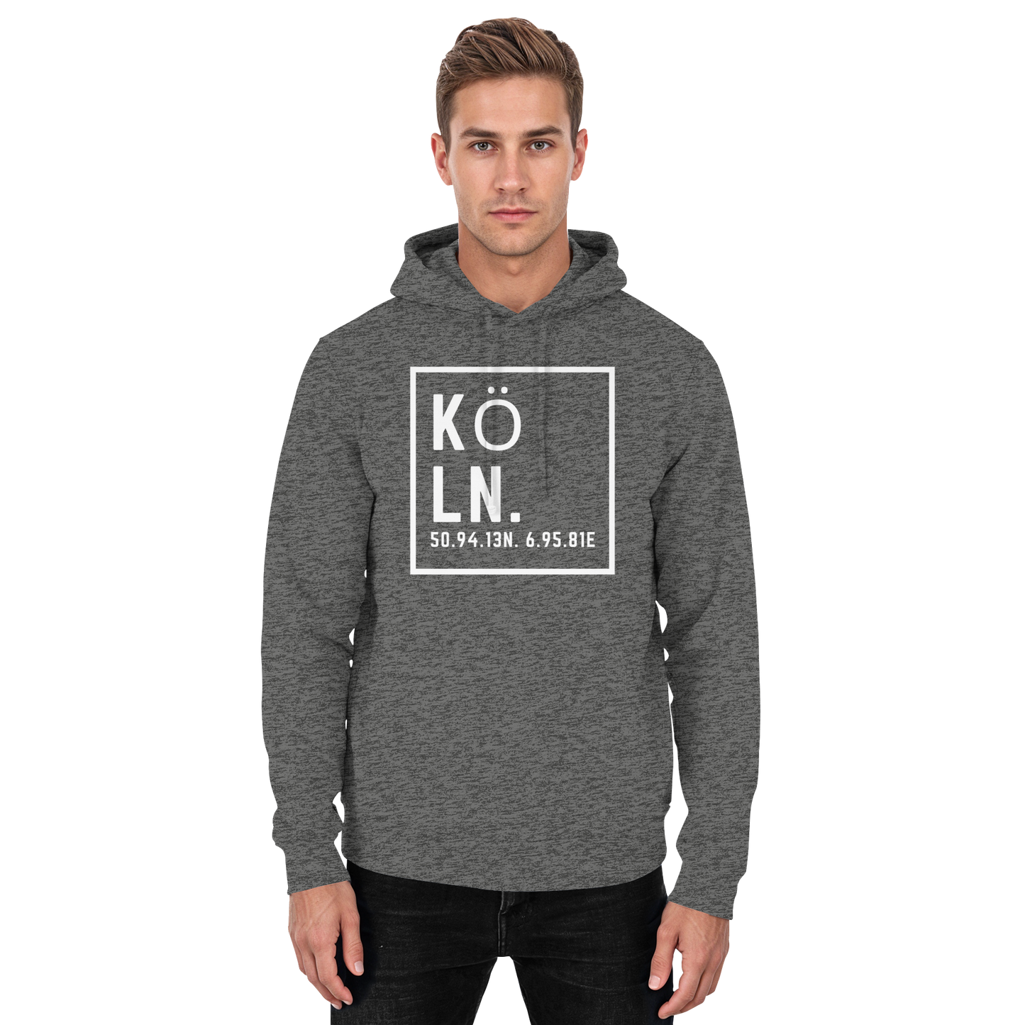 Köln Koordinaten (großer Druck auf der Brust) - Basic Unisex Hoodie
