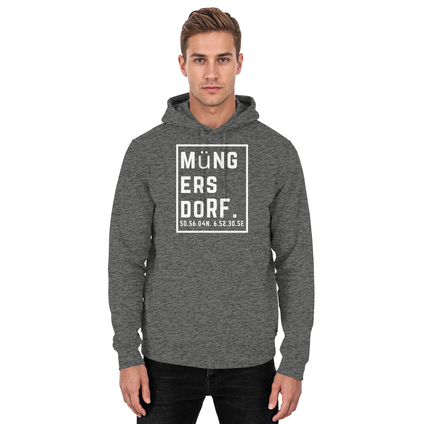 Müngersdorf Koordinaten (großer Druck auf der Brust) - Basic Unisex Hoodie