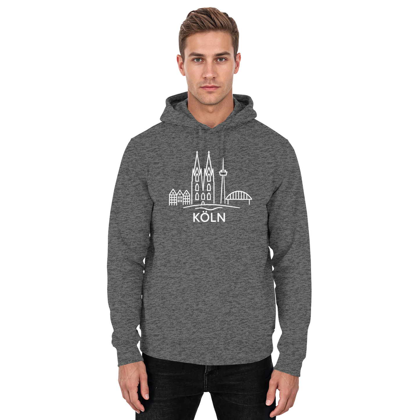 Köln Skyline (großer Druck auf der Brust) - Basic Unisex Hoodie
