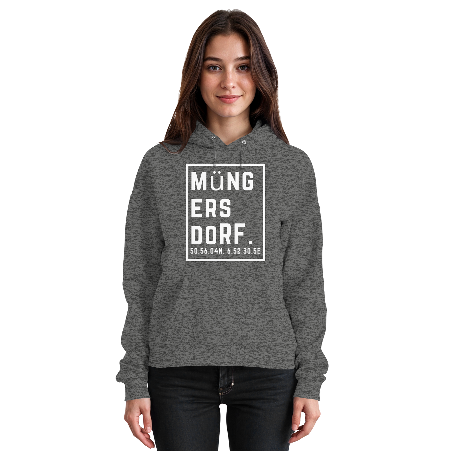 Müngersdorf Koordinaten (großer Druck auf der Brust) - Basic Unisex Hoodie