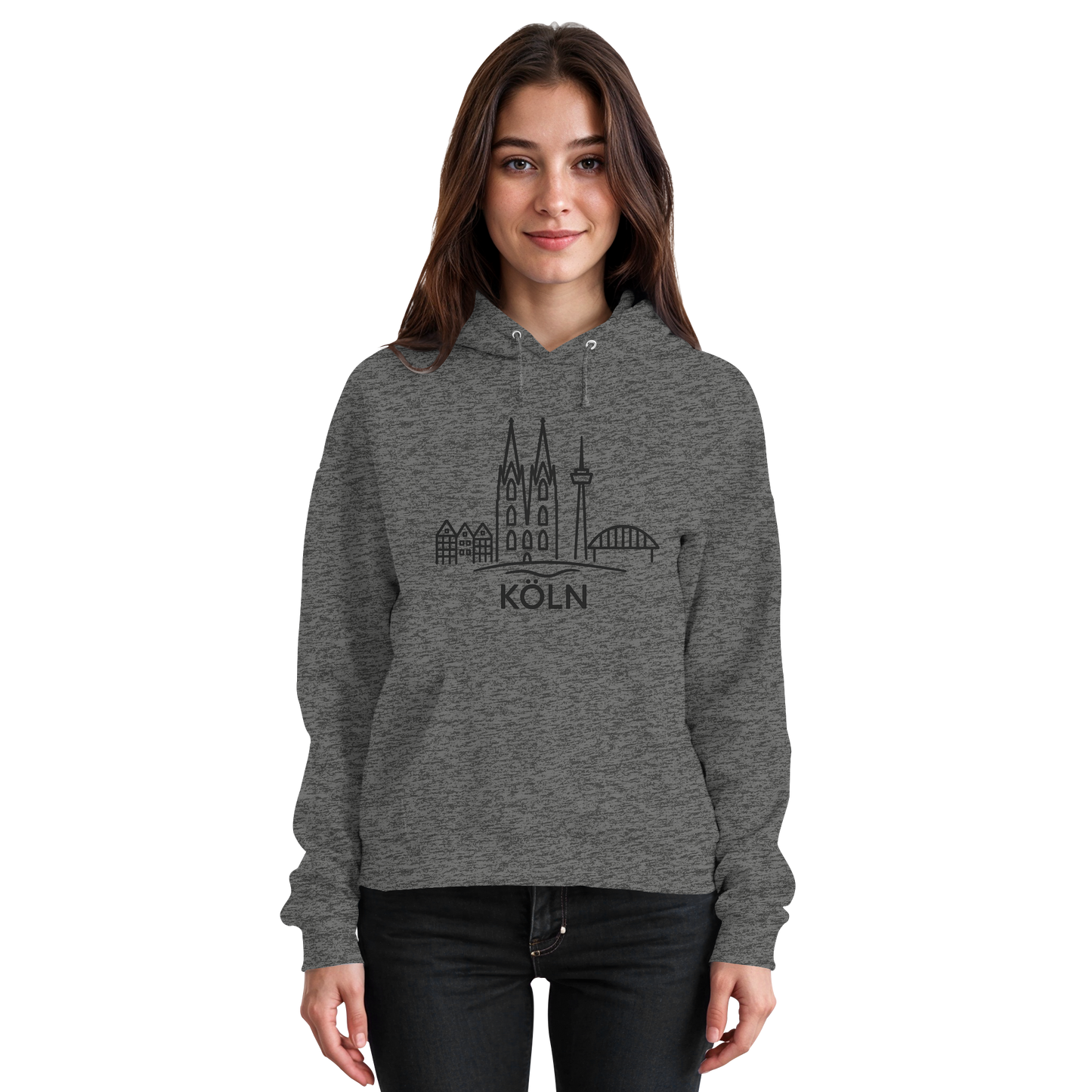 Köln Skyline (großer Druck auf der Brust) - Basic Unisex Hoodie