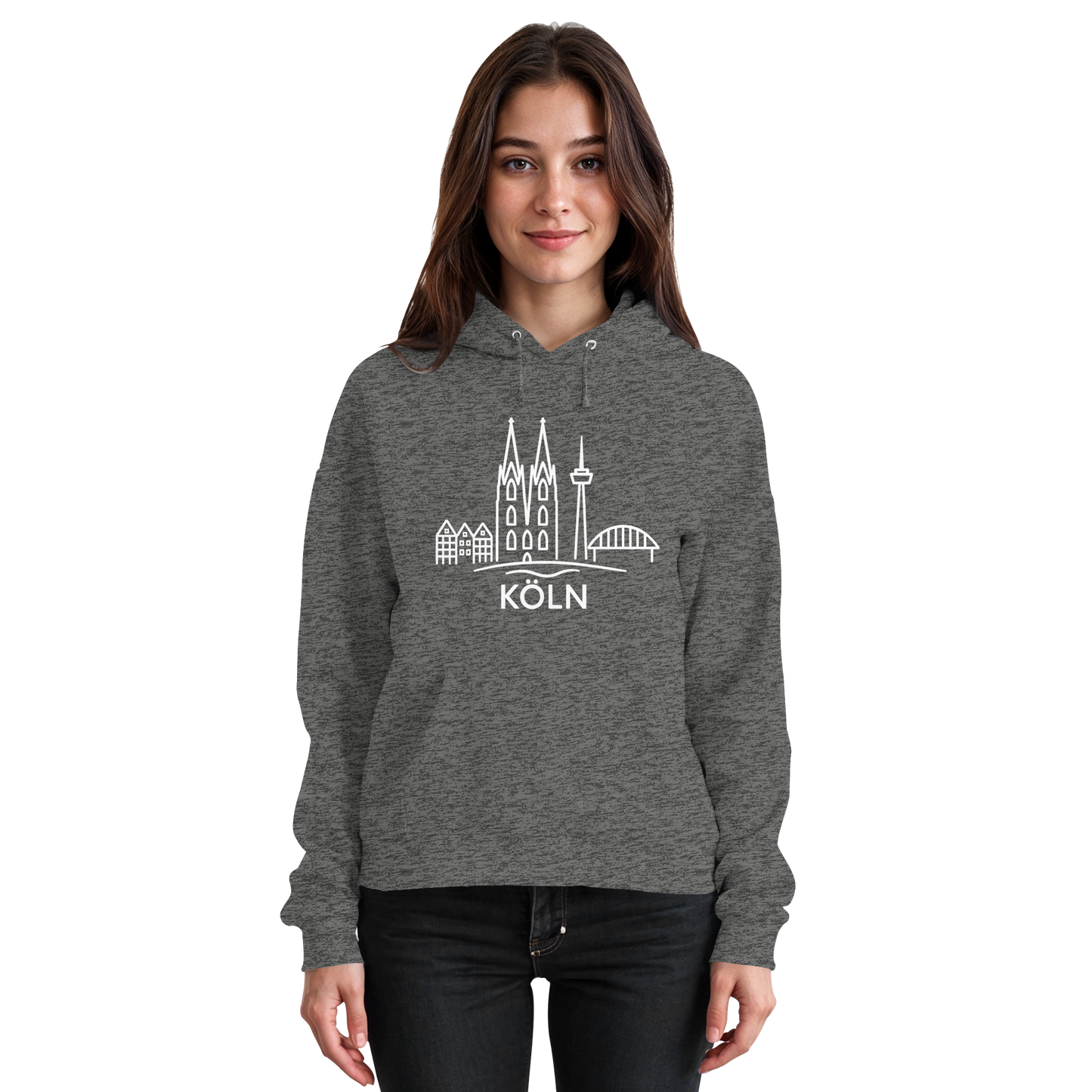 Köln Skyline (großer Druck auf der Brust) - Basic Unisex Hoodie