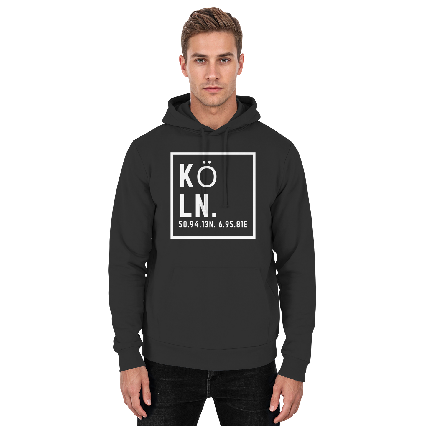 Köln Koordinaten (großer Druck auf der Brust) - Basic Unisex Hoodie