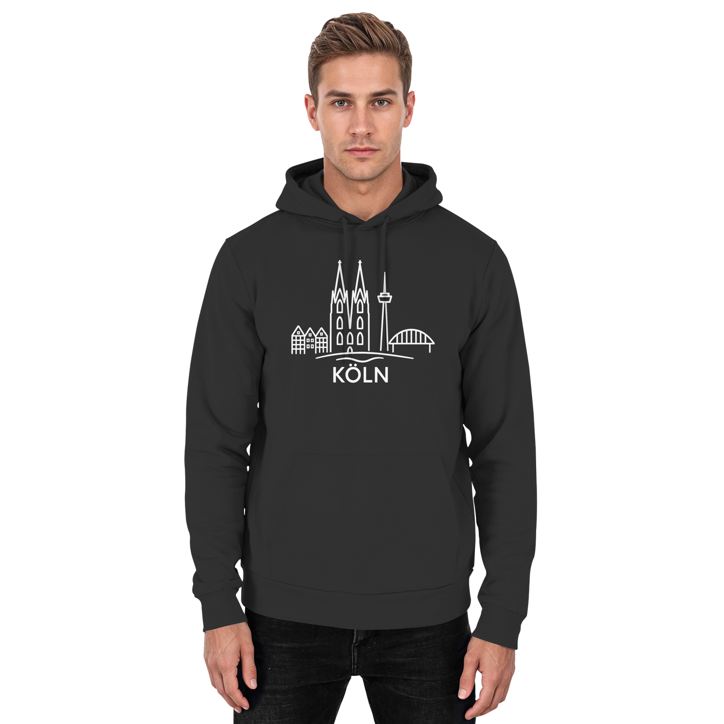 Köln Skyline (großer Druck auf der Brust) - Basic Unisex Hoodie