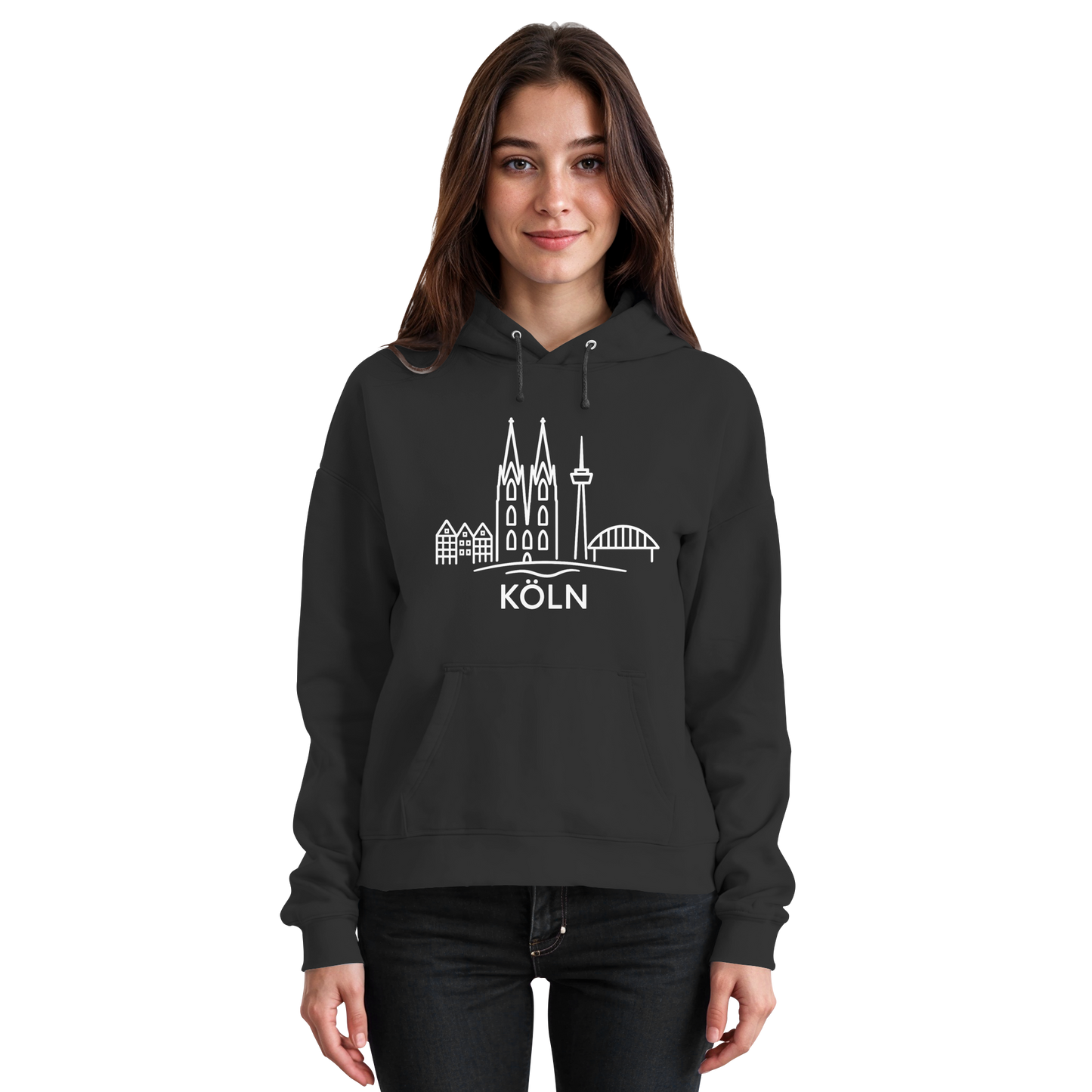 Köln Skyline (großer Druck auf der Brust) - Basic Unisex Hoodie