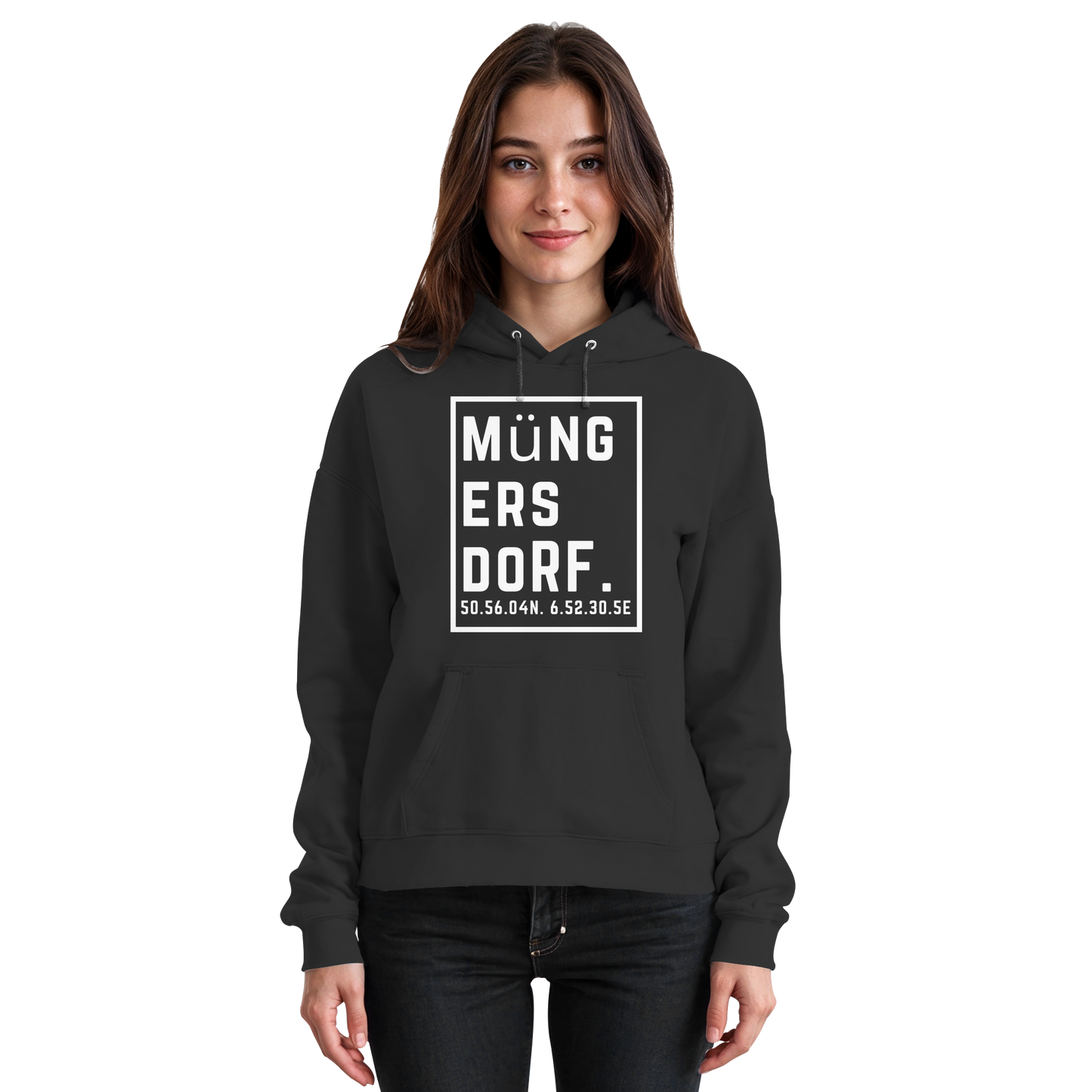 Müngersdorf Koordinaten (großer Druck auf der Brust) - Basic Unisex Hoodie