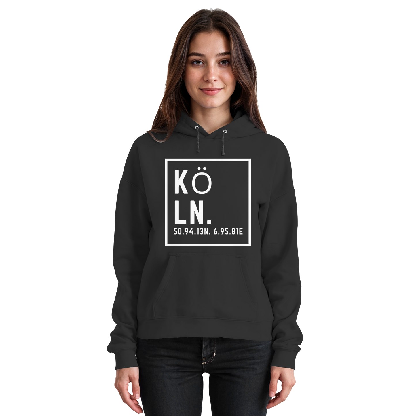Köln Koordinaten (großer Druck auf der Brust) - Basic Unisex Hoodie