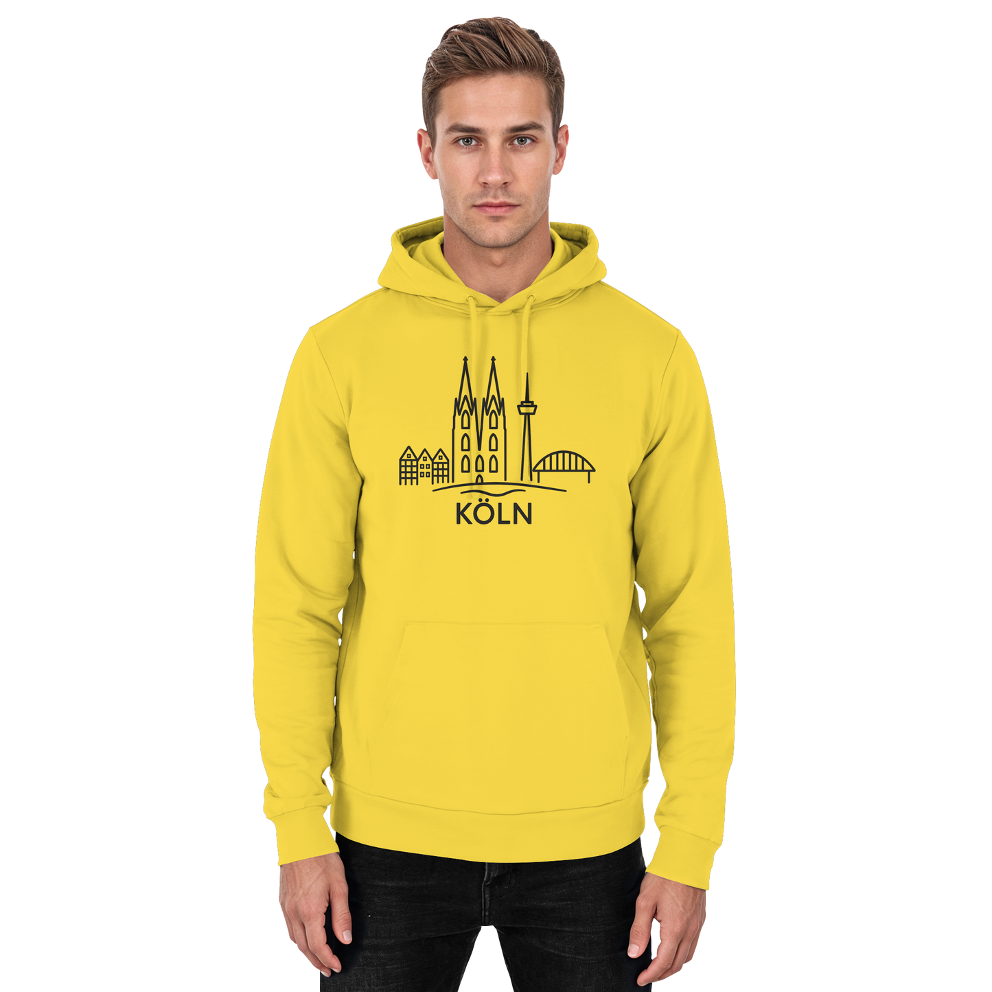Köln Skyline (großer Druck auf der Brust) - Basic Unisex Hoodie