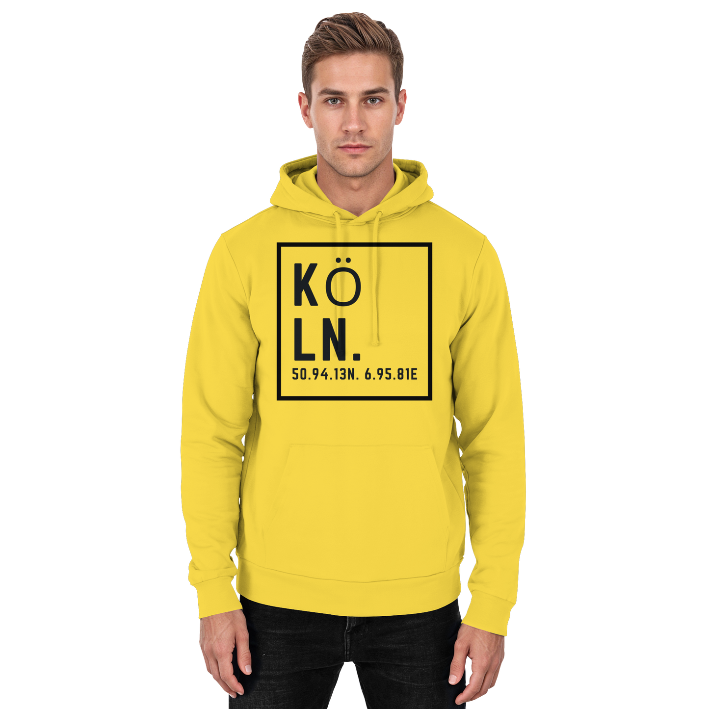 Köln Koordinaten (großer Druck auf der Brust) - Basic Unisex Hoodie