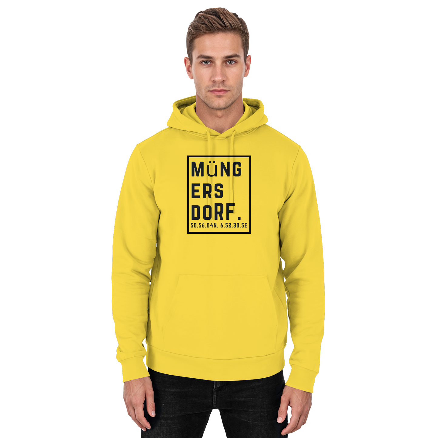 Müngersdorf Koordinaten (großer Druck auf der Brust) - Basic Unisex Hoodie