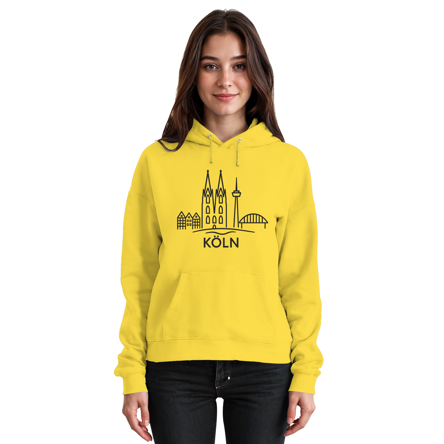 Köln Skyline (großer Druck auf der Brust) - Basic Unisex Hoodie