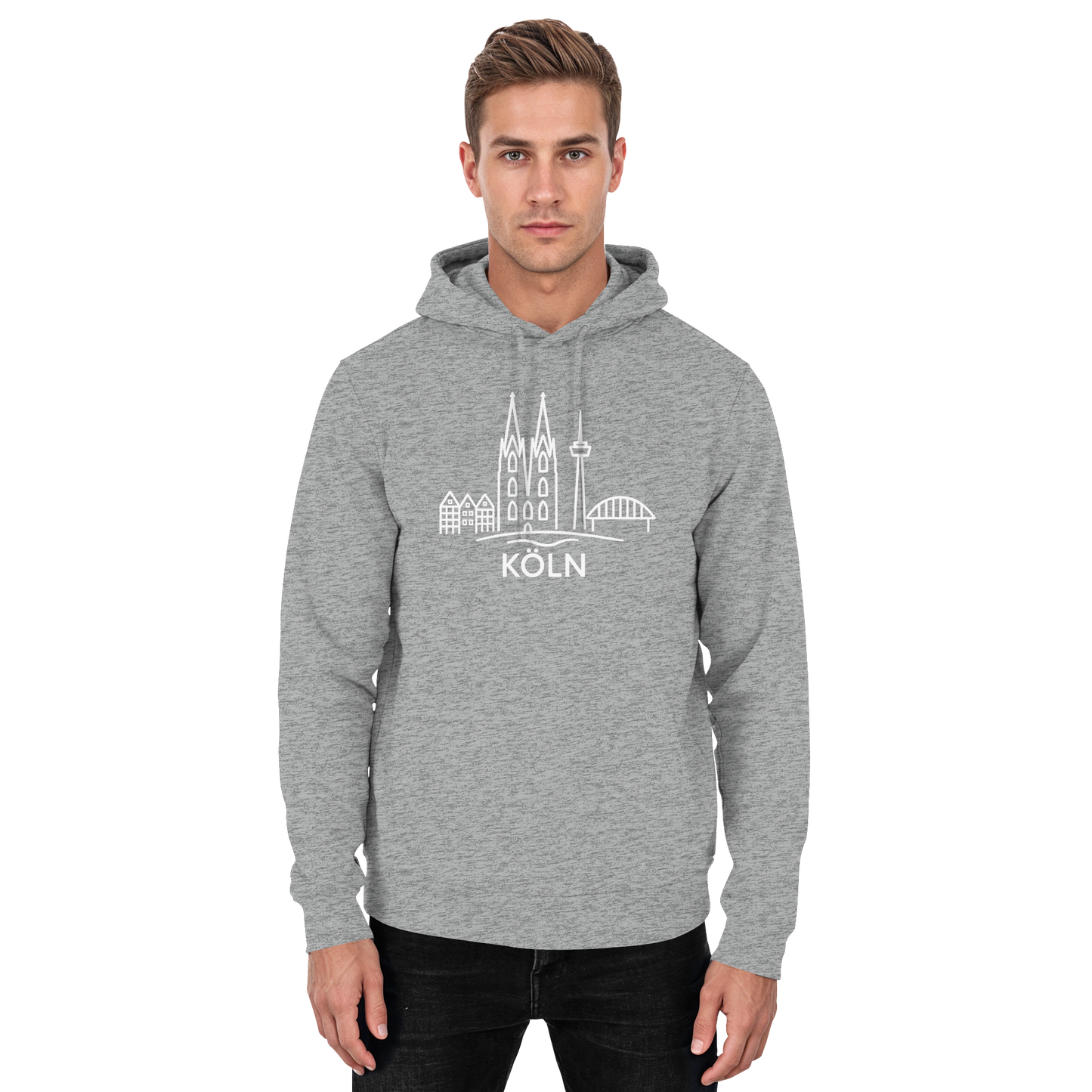 Köln Skyline (großer Druck auf der Brust) - Basic Unisex Hoodie