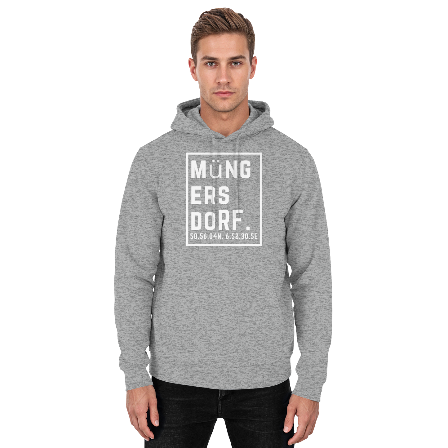 Müngersdorf Koordinaten (großer Druck auf der Brust) - Basic Unisex Hoodie