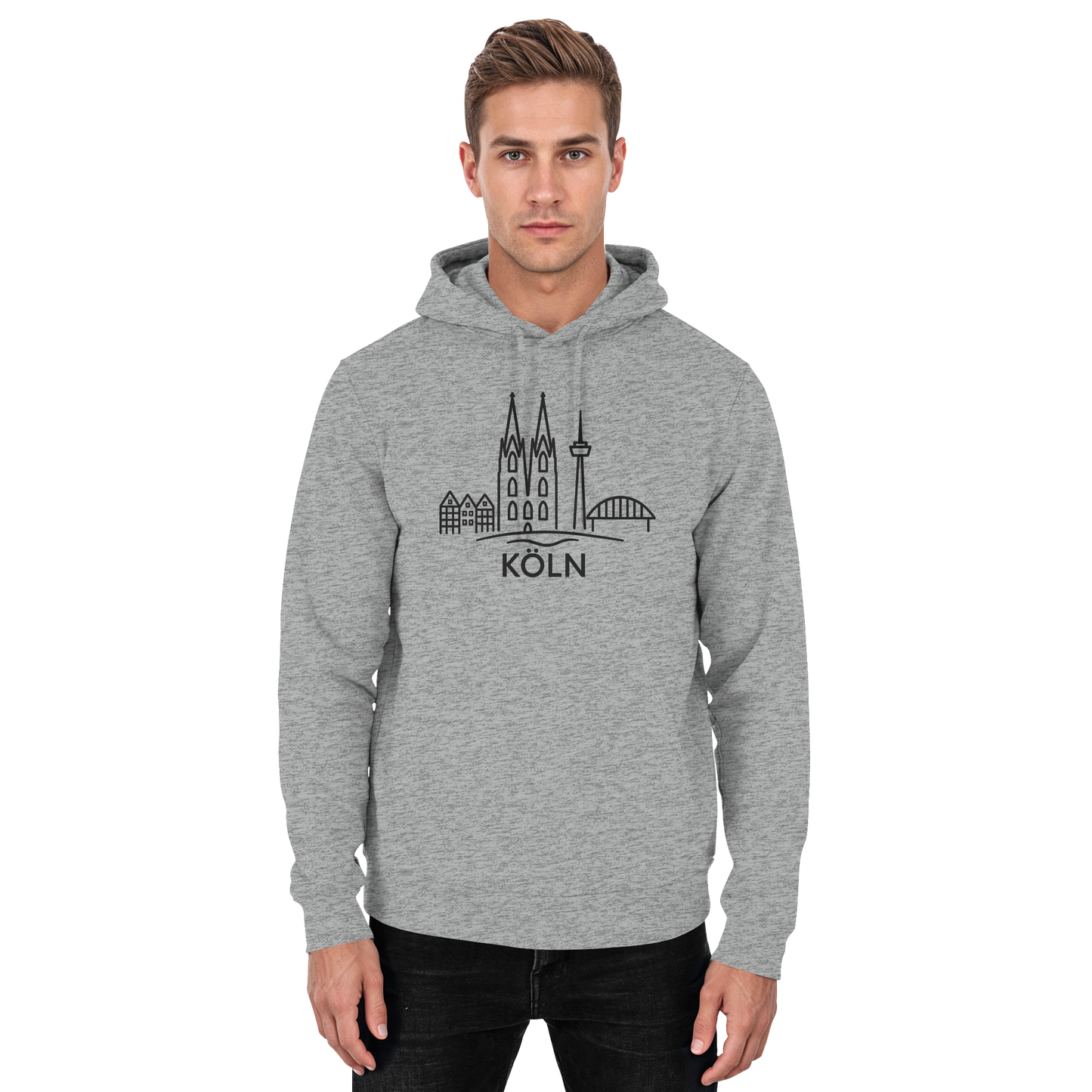 Köln Skyline (großer Druck auf der Brust) - Basic Unisex Hoodie