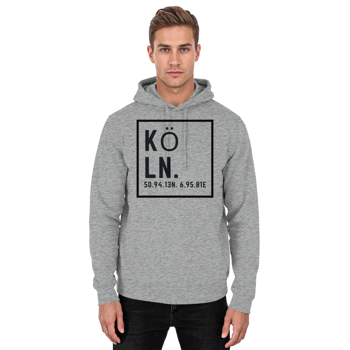 Köln Koordinaten (großer Druck auf der Brust) - Basic Unisex Hoodie