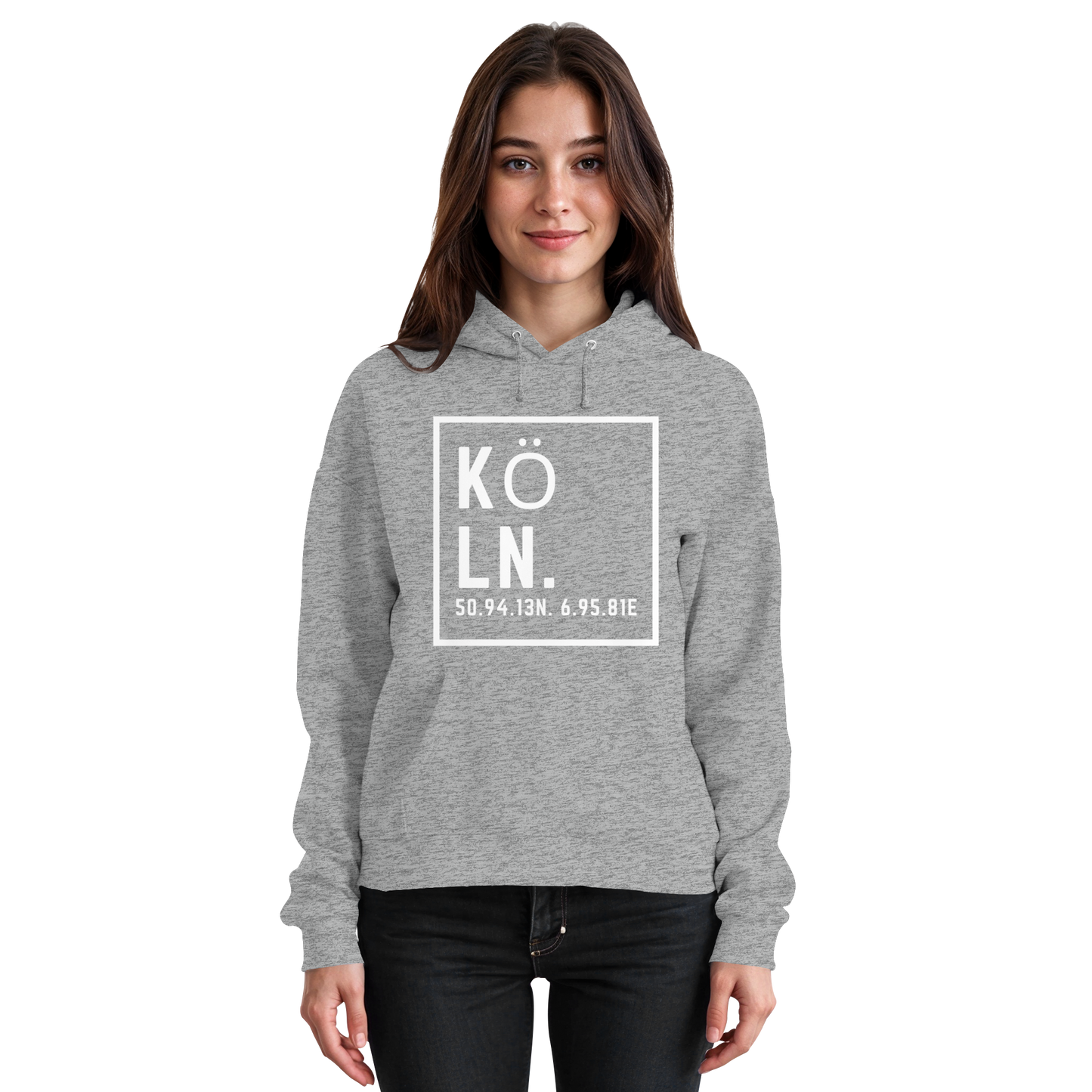 Köln Koordinaten (großer Druck auf der Brust) - Basic Unisex Hoodie