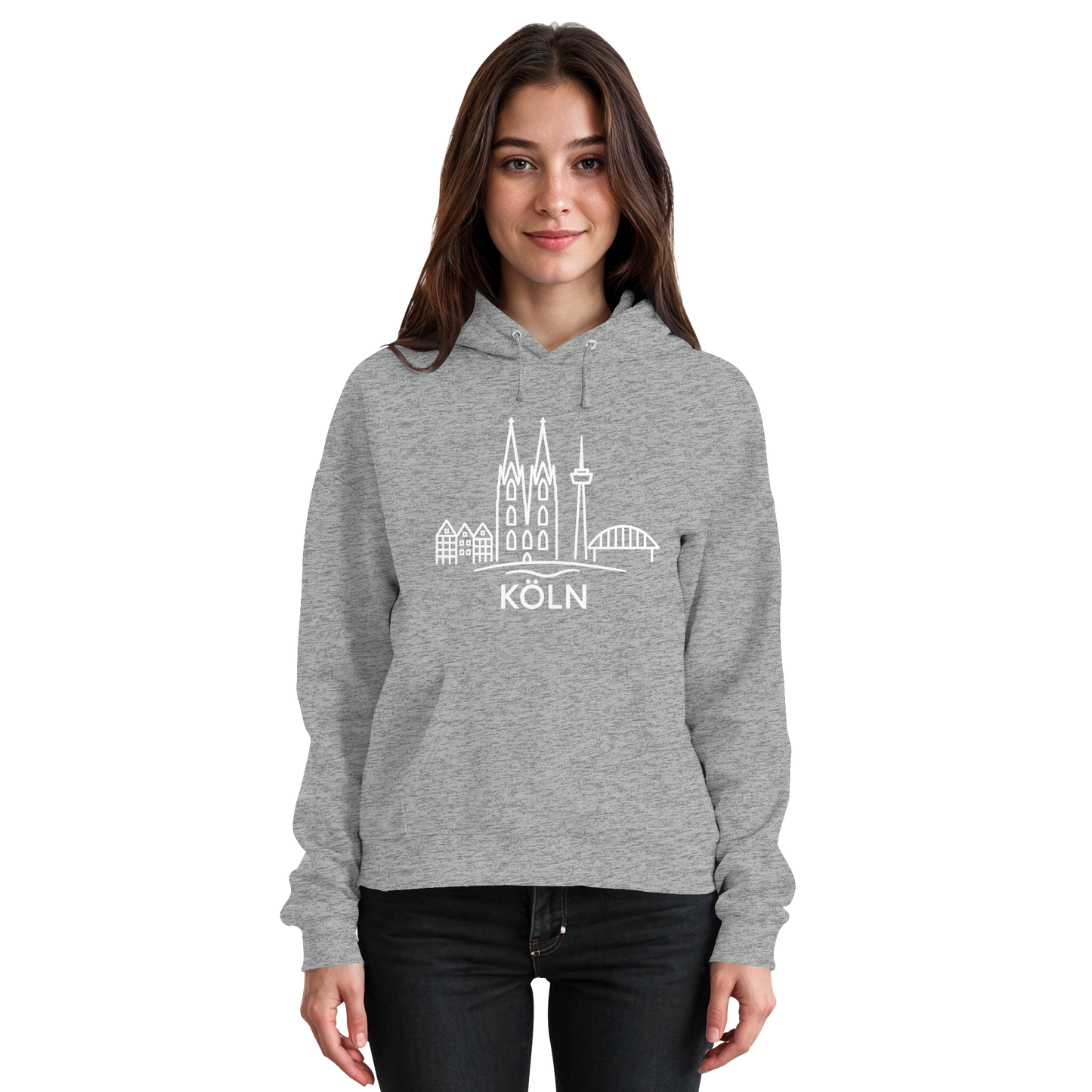 Köln Skyline (großer Druck auf der Brust) - Basic Unisex Hoodie