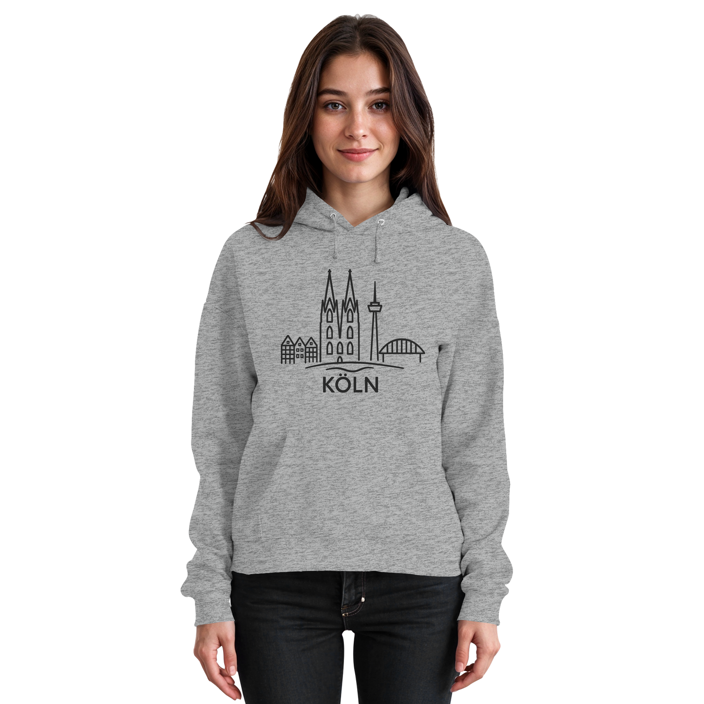 Köln Skyline (großer Druck auf der Brust) - Basic Unisex Hoodie