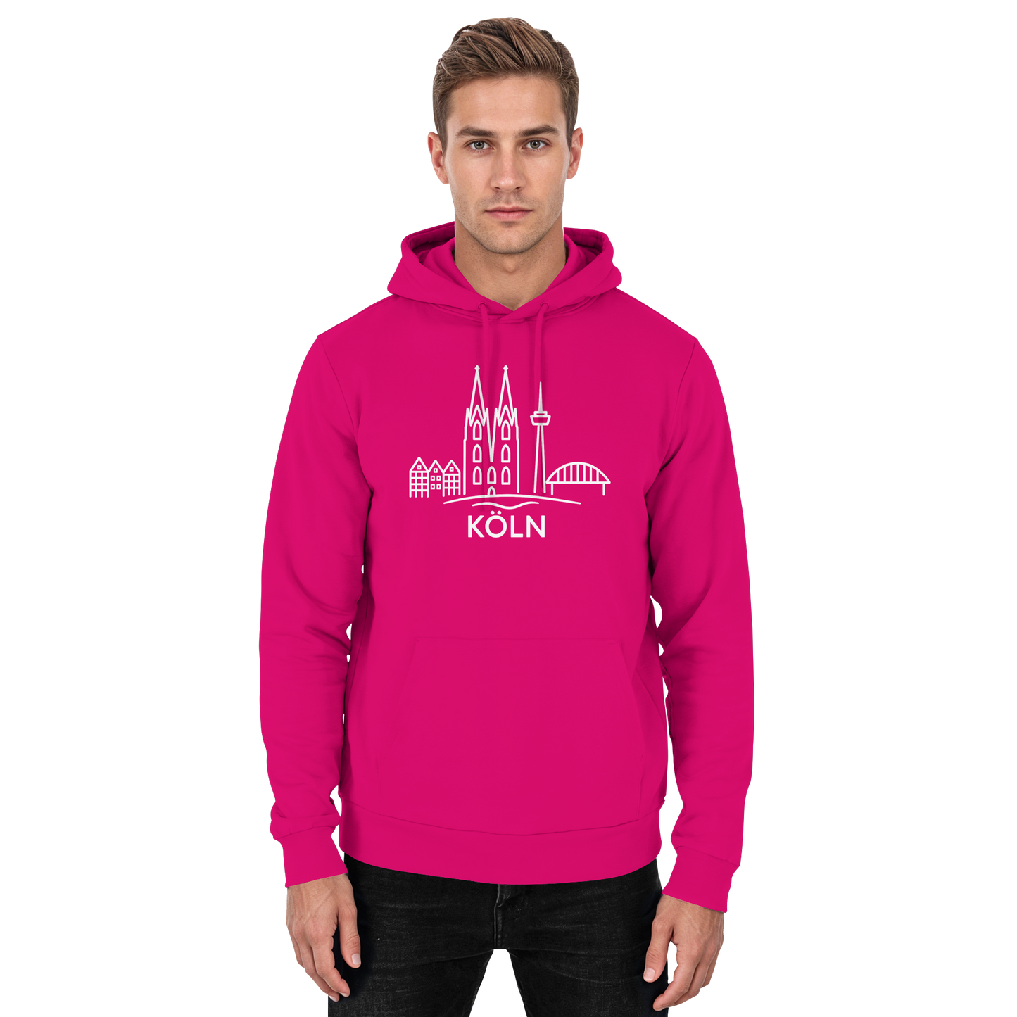 Köln Skyline (großer Druck auf der Brust) - Basic Unisex Hoodie