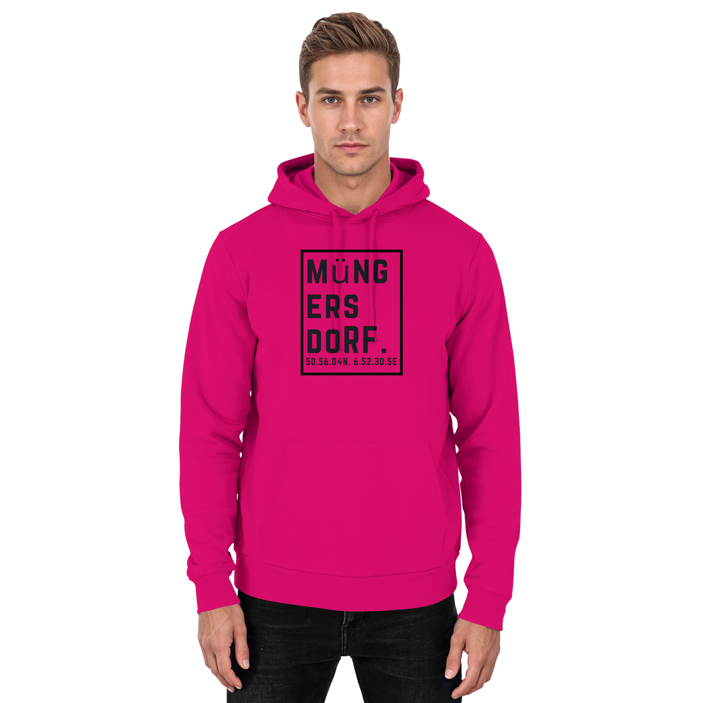 Müngersdorf Koordinaten (großer Druck auf der Brust) - Basic Unisex Hoodie