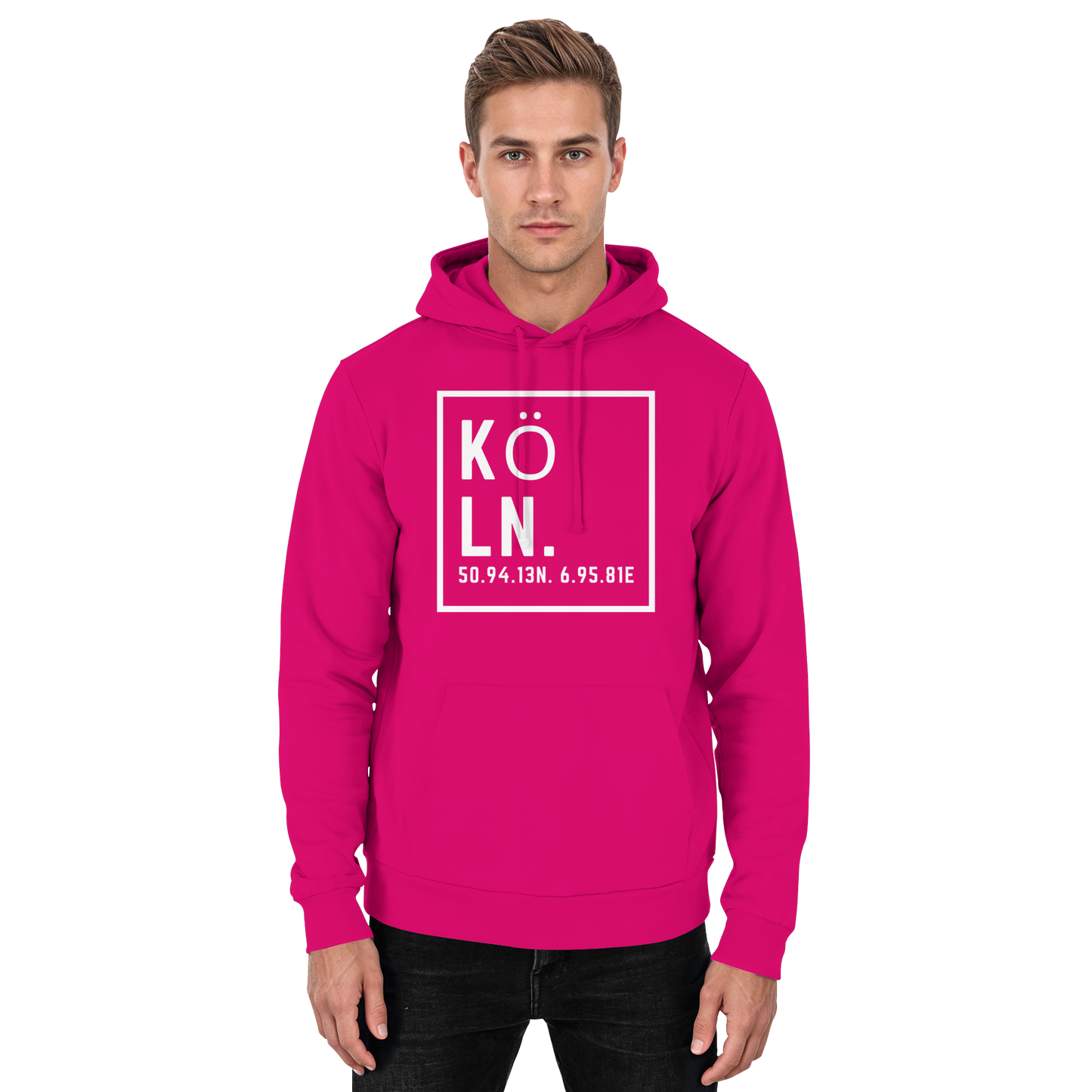 Köln Koordinaten (großer Druck auf der Brust) - Basic Unisex Hoodie