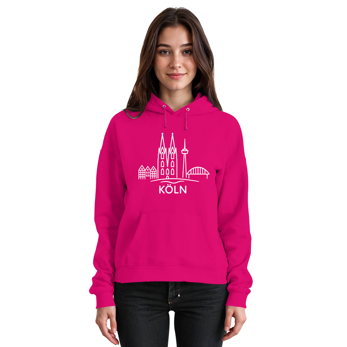 Köln Skyline (großer Druck auf der Brust) - Basic Unisex Hoodie