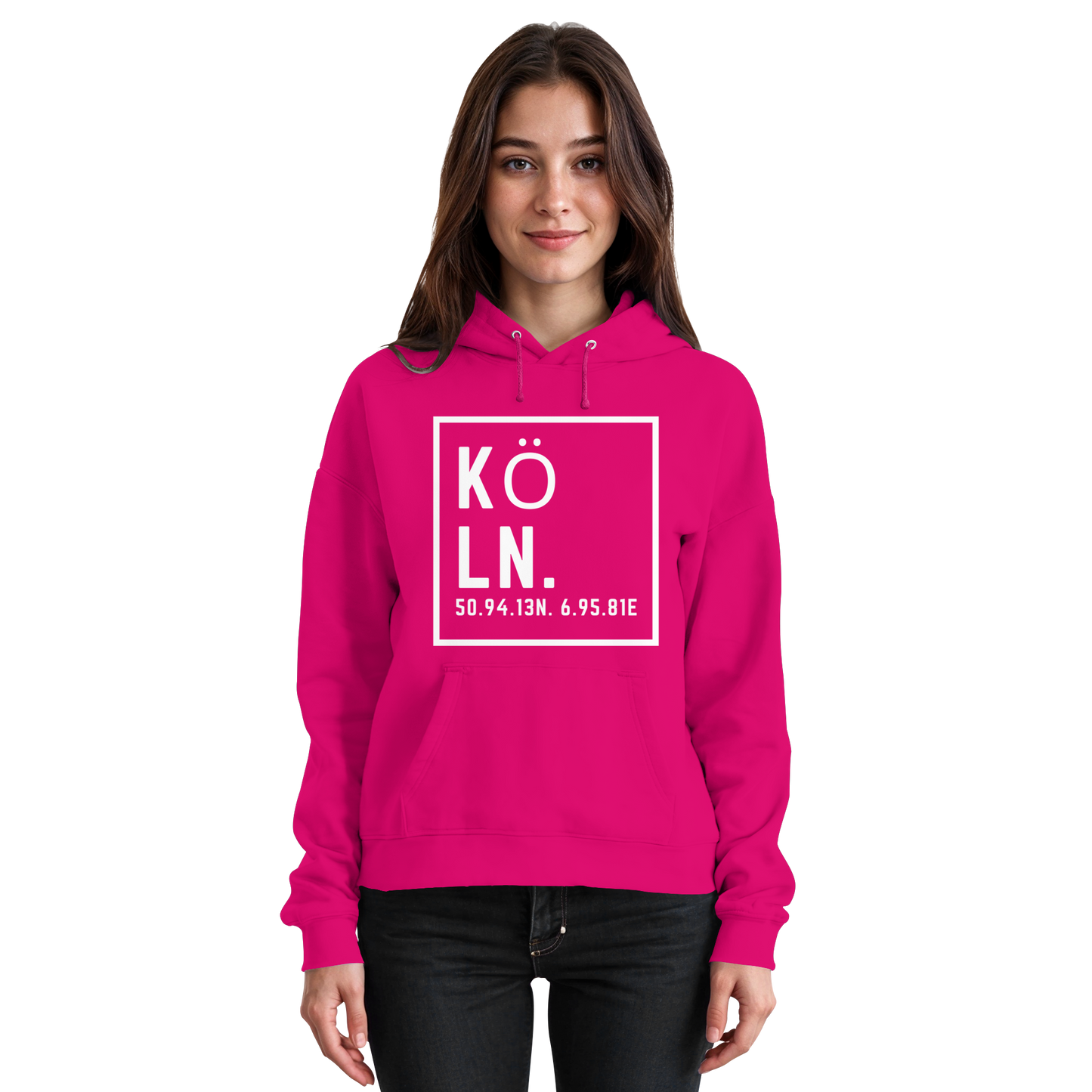 Köln Koordinaten (großer Druck auf der Brust) - Basic Unisex Hoodie