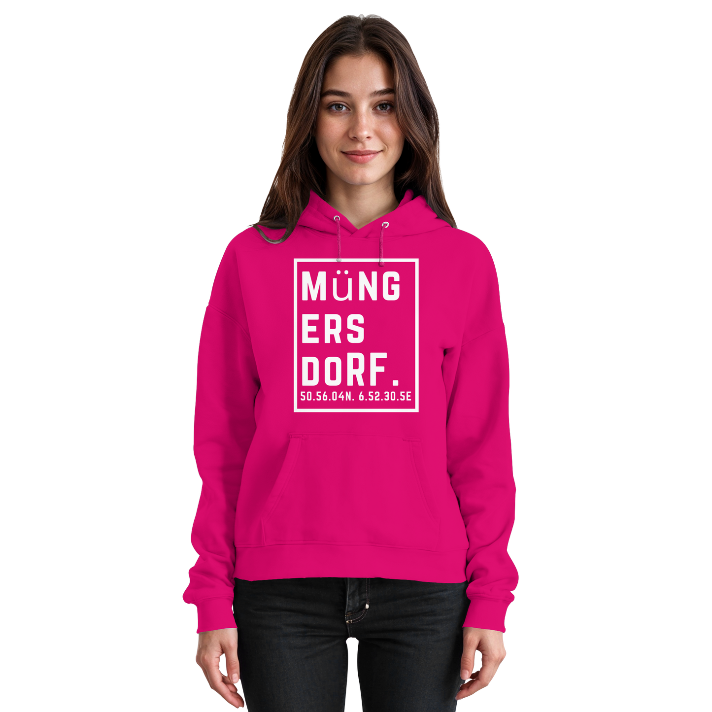 Müngersdorf Koordinaten (großer Druck auf der Brust) - Basic Unisex Hoodie