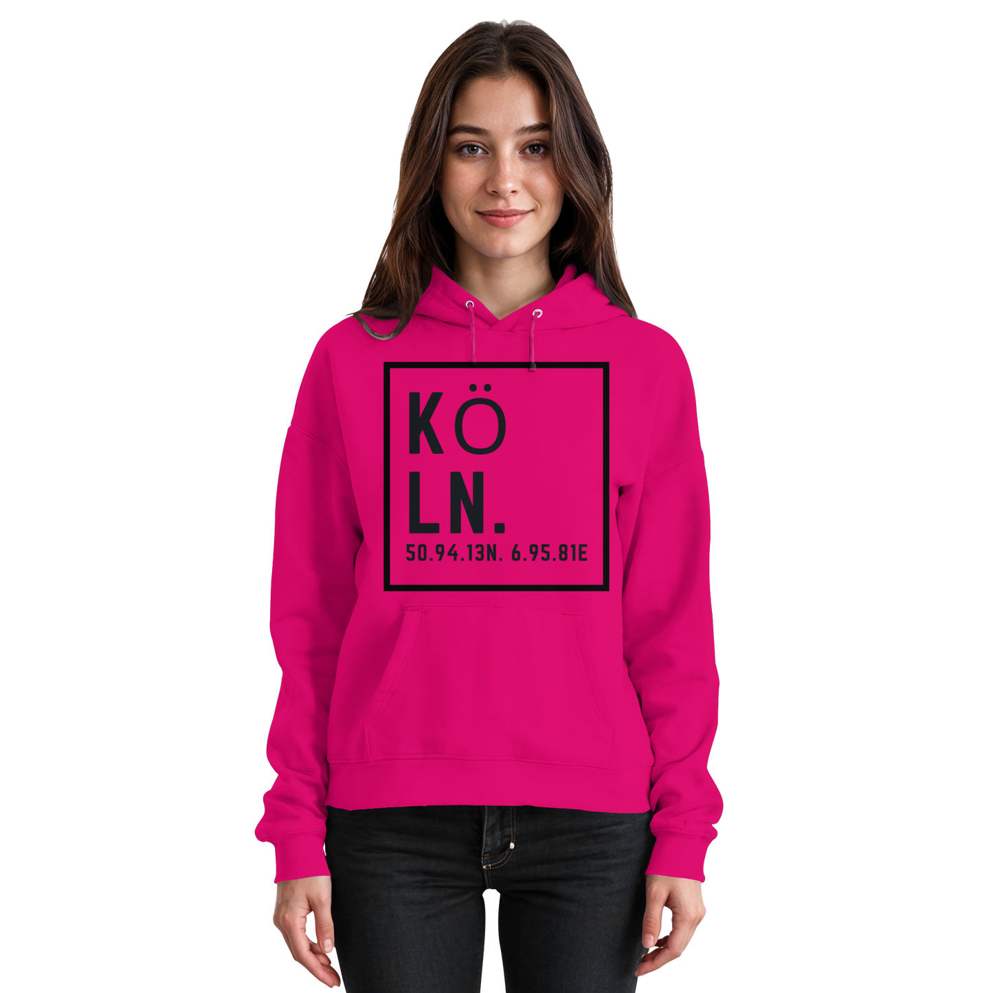 Köln Koordinaten (großer Druck auf der Brust) - Basic Unisex Hoodie