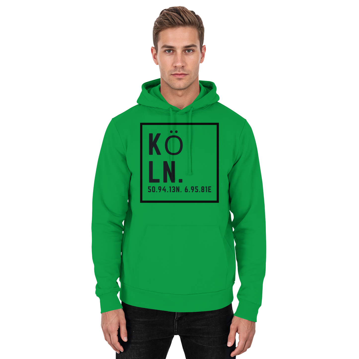 Köln Koordinaten (großer Druck auf der Brust) - Basic Unisex Hoodie