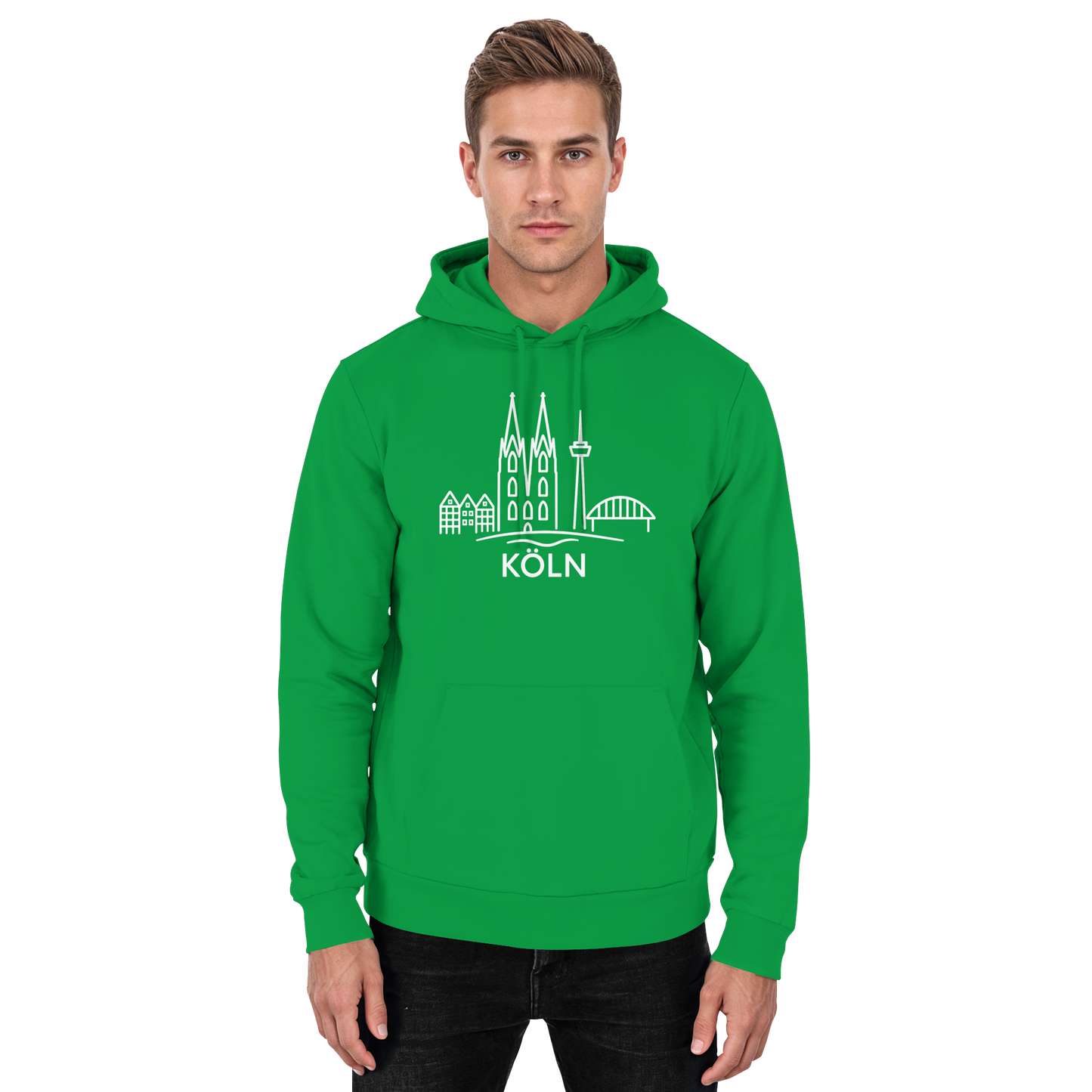 Köln Skyline (großer Druck auf der Brust) - Basic Unisex Hoodie