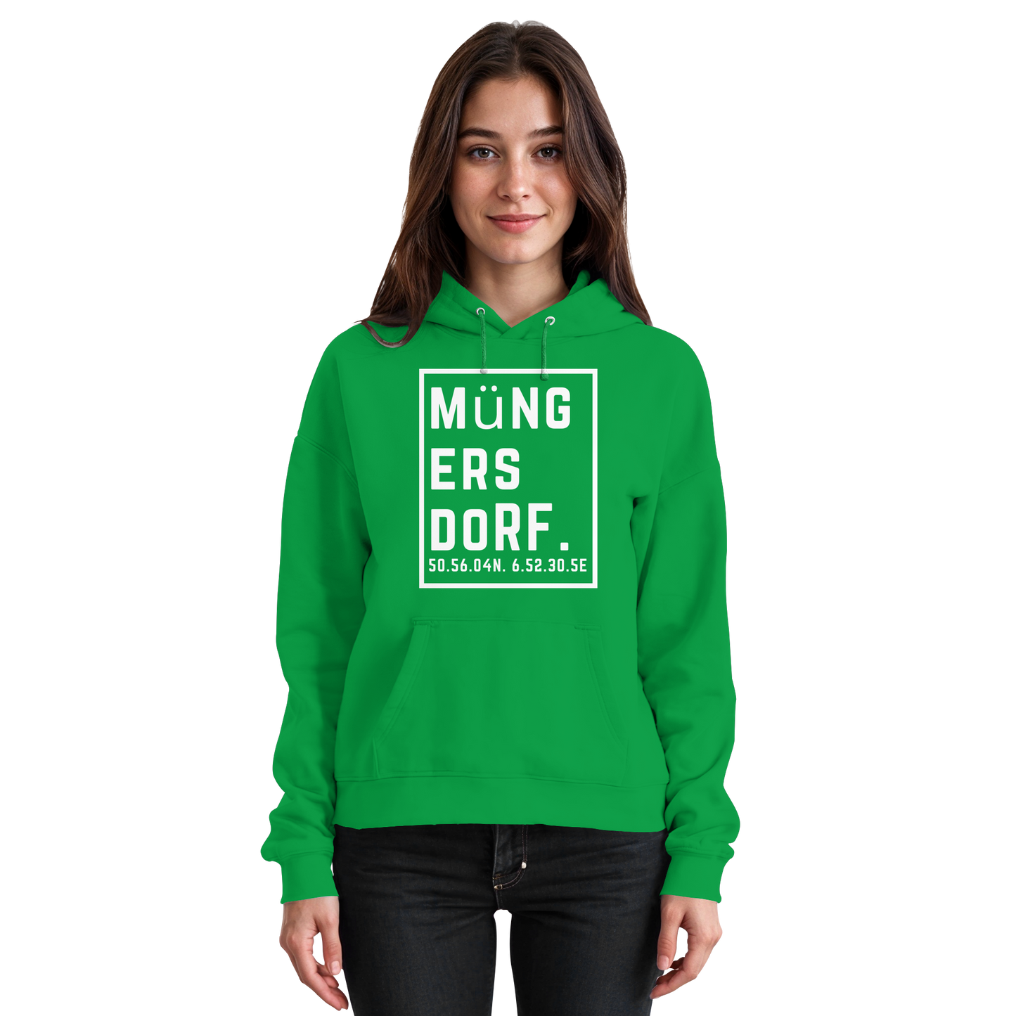 Müngersdorf Koordinaten (großer Druck auf der Brust) - Basic Unisex Hoodie