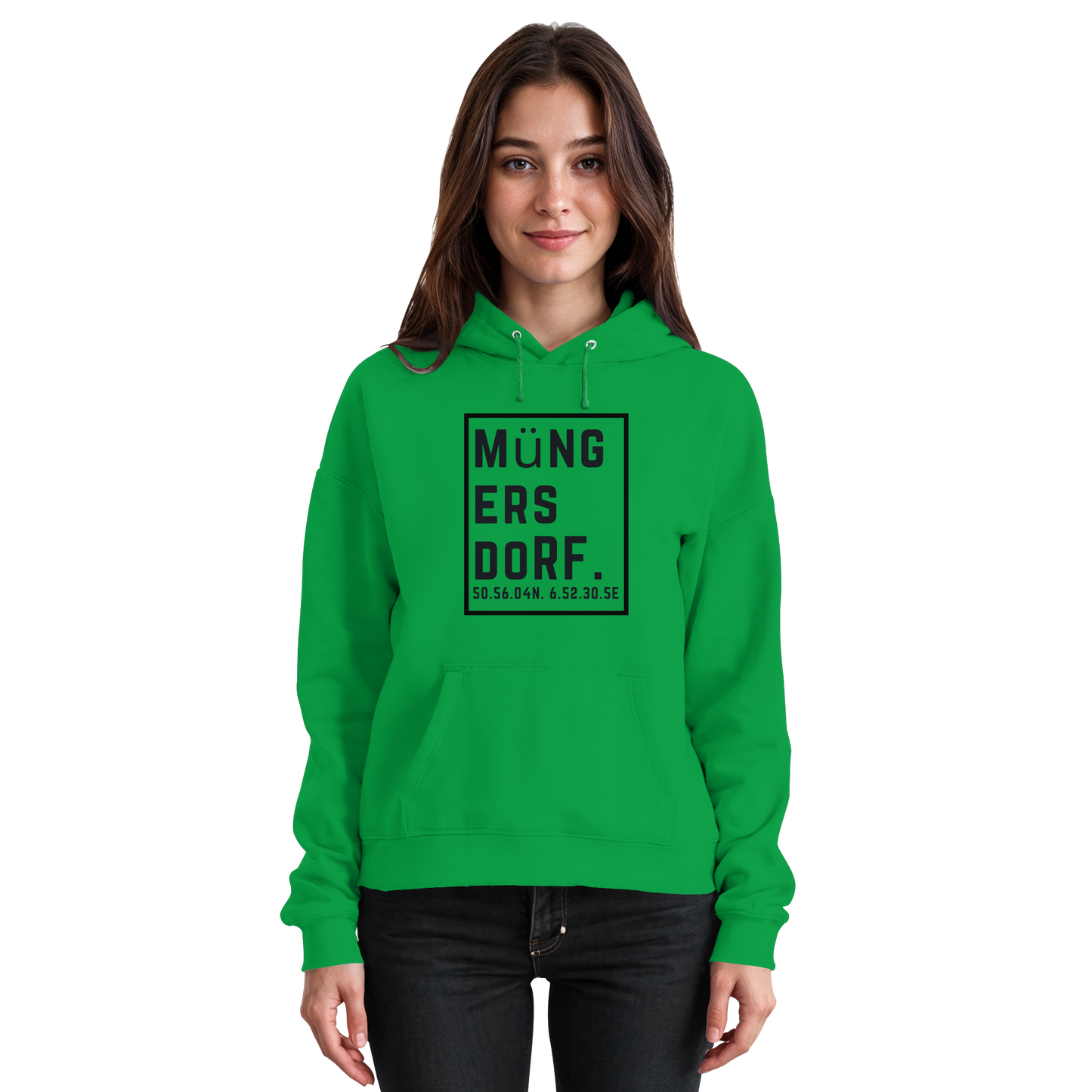 Müngersdorf Koordinaten (großer Druck auf der Brust) - Basic Unisex Hoodie