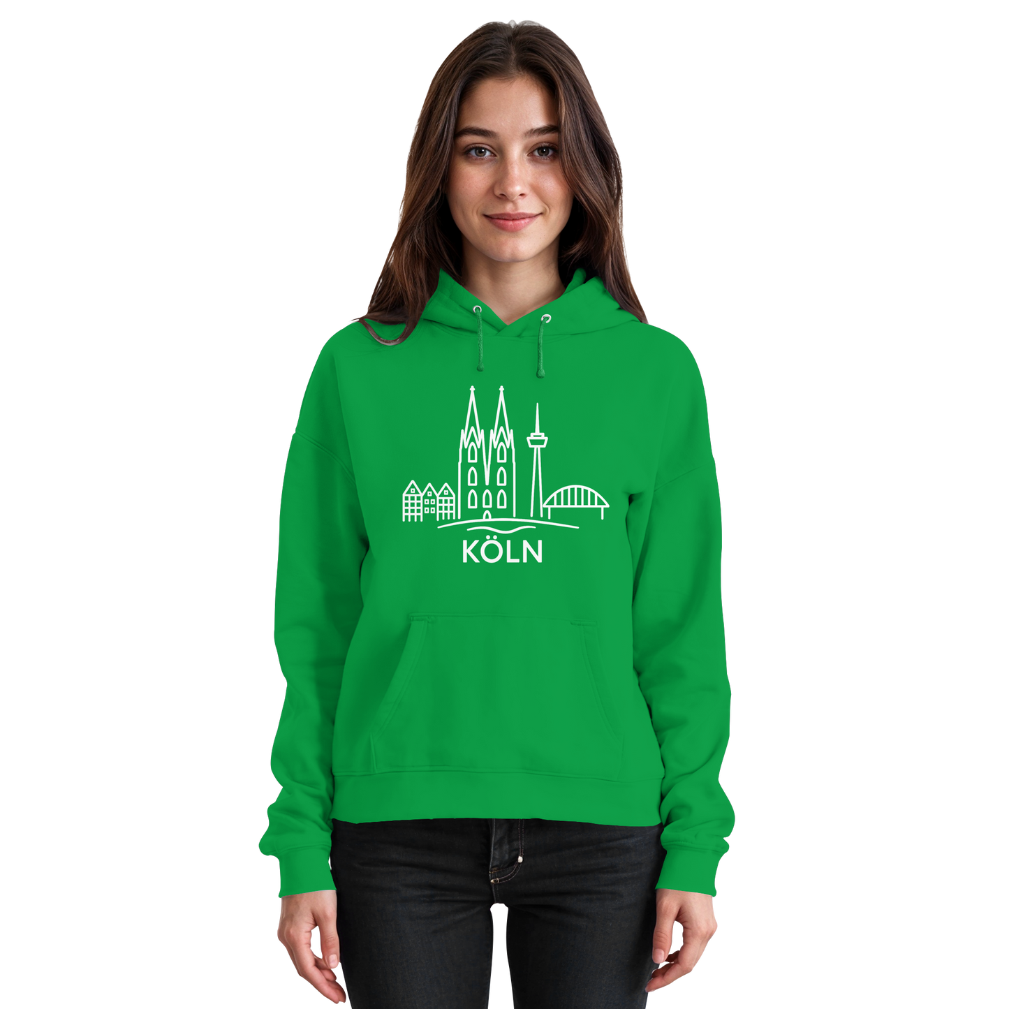 Köln Skyline (großer Druck auf der Brust) - Basic Unisex Hoodie