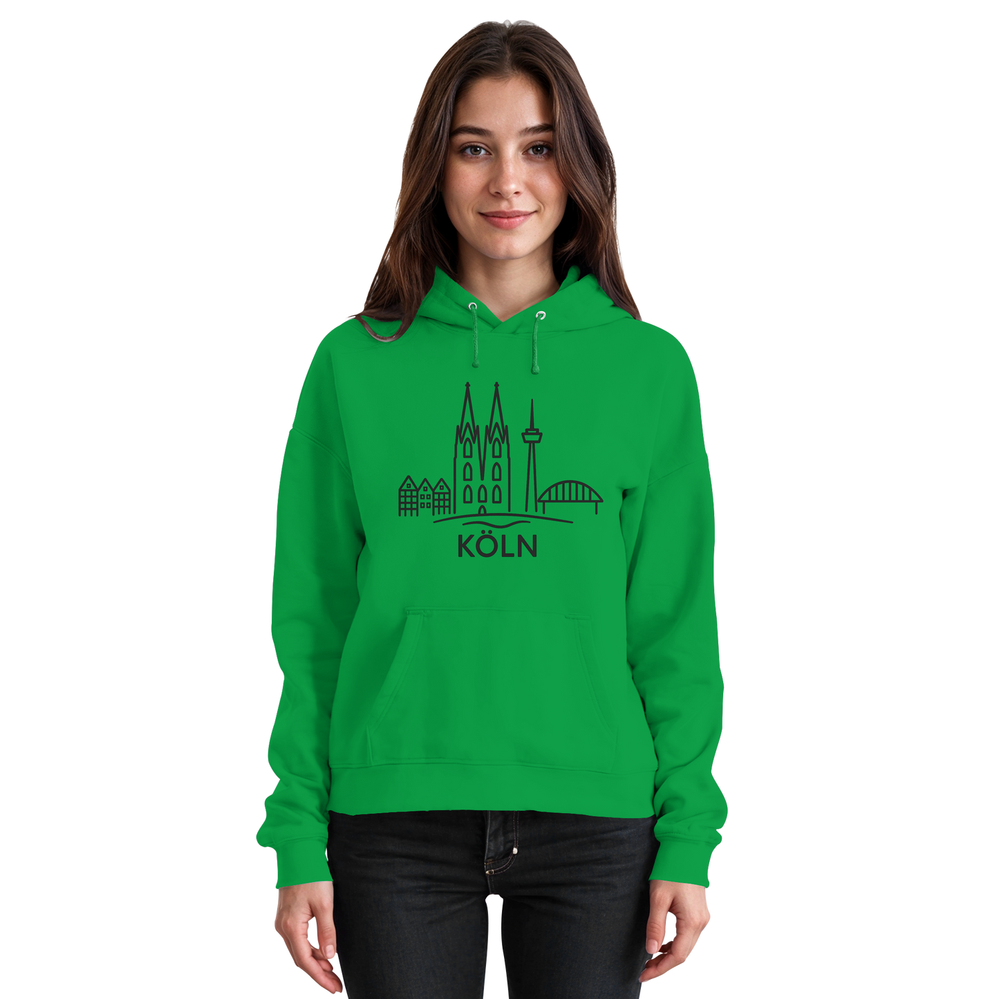 Köln Skyline (großer Druck auf der Brust) - Basic Unisex Hoodie