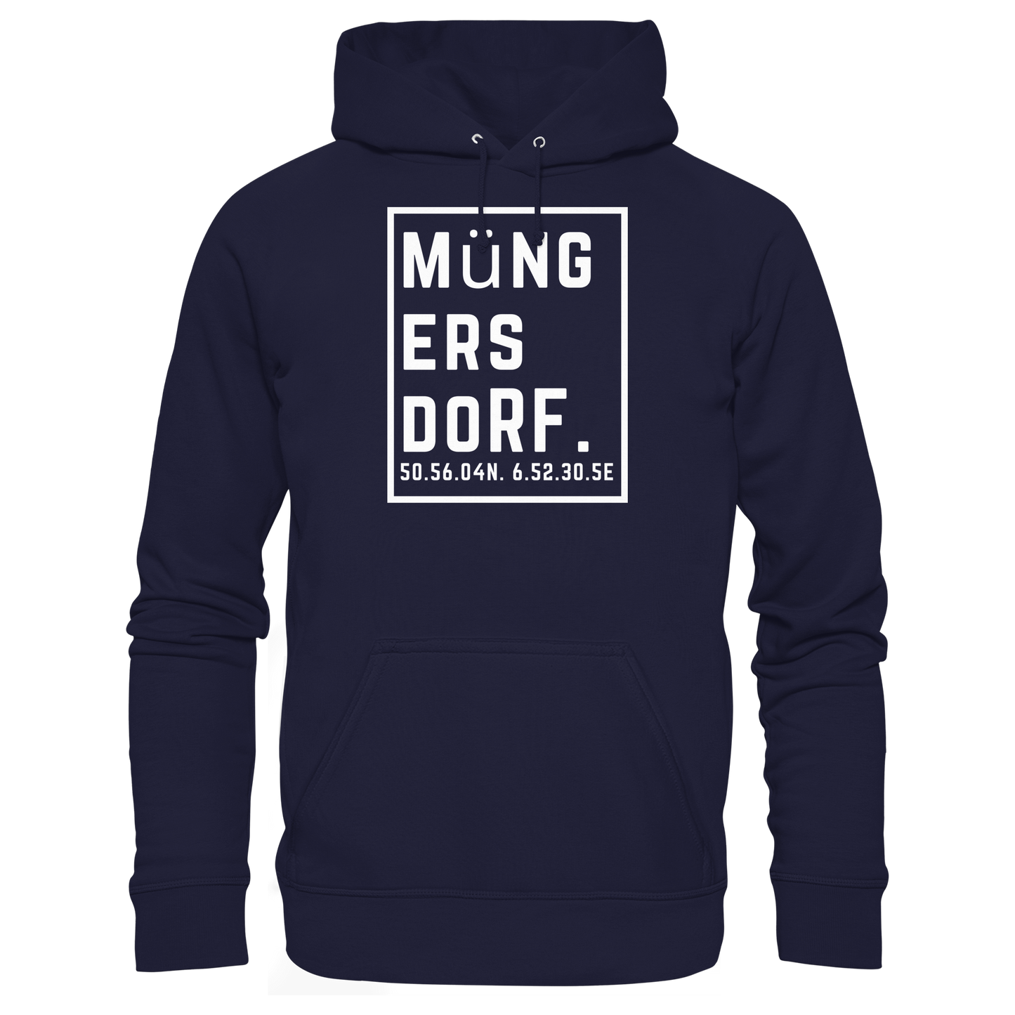 Müngersdorf Koordinaten (großer Druck auf der Brust) - Basic Unisex Hoodie