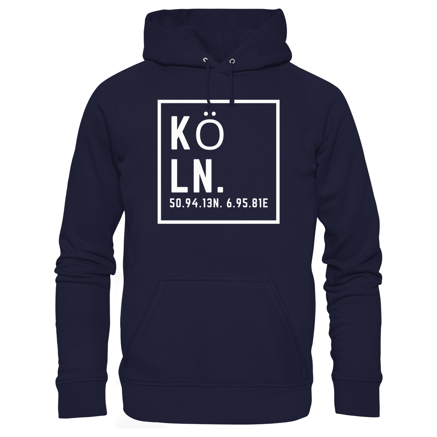 Köln Koordinaten (großer Druck auf der Brust) - Basic Unisex Hoodie